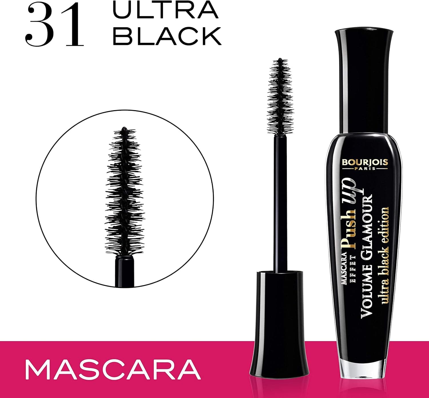 ماسکارا Bourjois Volume Glamour Effet Push Up رنگ 31 مشکی اولترا 7 میلیلیتر ماسکارا Bourjois Volume Glamour Effet Push Up رنگ 31 مشکی اولترا 7 میلیلیتر