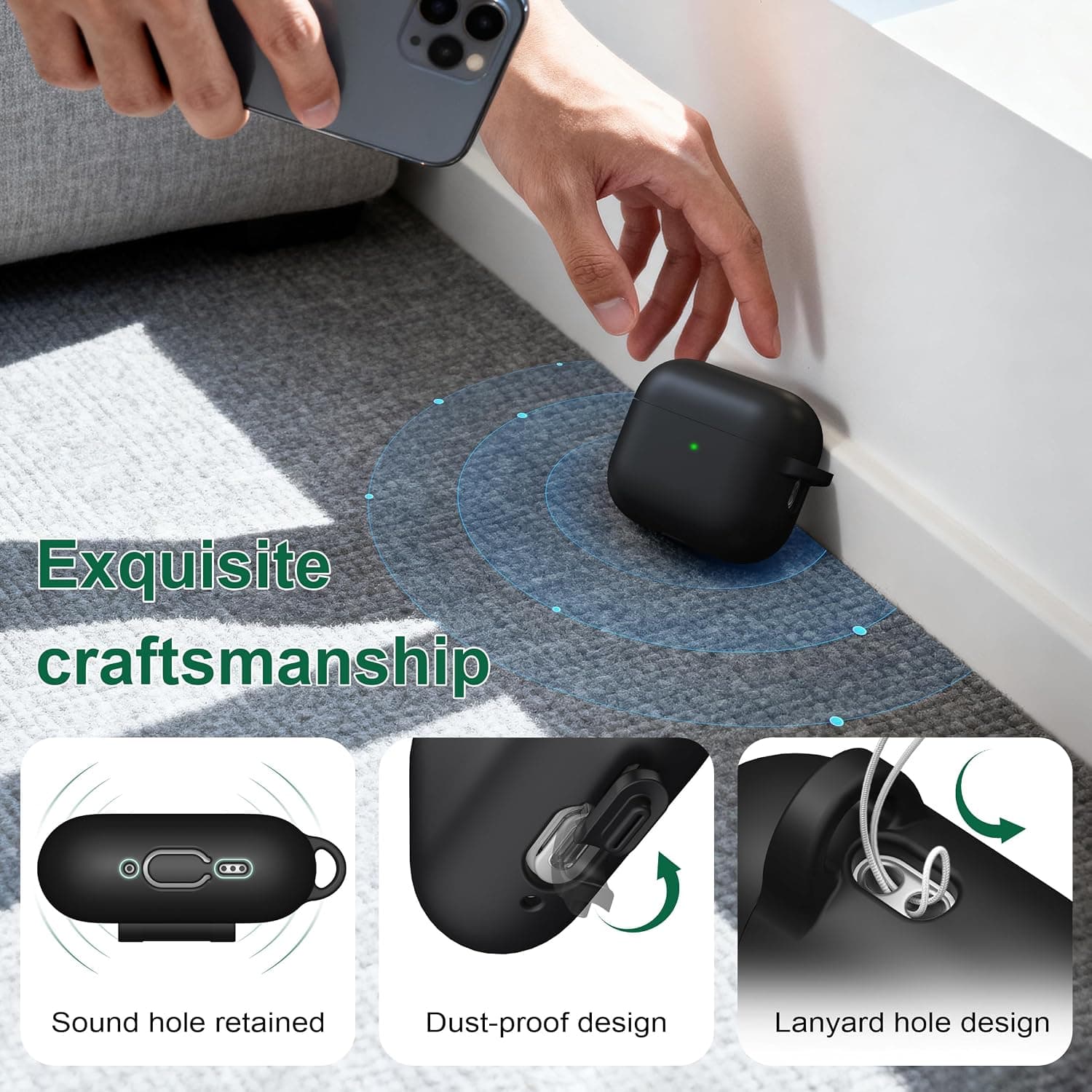 قاب R-fun سیلیکونی نرم مدل AirPods Pro 3 مشکی قاب R-fun سیلیکونی نرم مدل AirPods Pro 3 مشکی