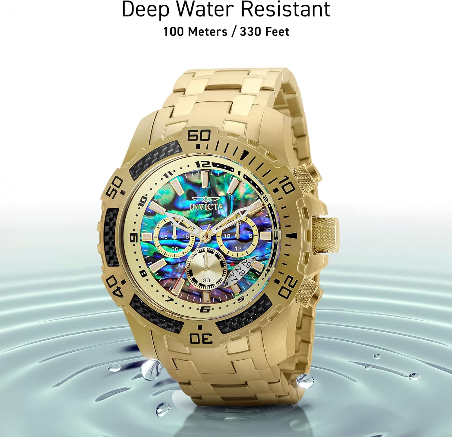 ساعت مچی مردانه Invicta Pro Diver Scuba کوارتز کرنوگراف با قاب فیبر کربن، صفحه آبالون و بند فلزی 50mm ساعت مچی مردانه Invicta Pro Diver Scuba کوارتز کرنوگراف با قاب فیبر کربن، صفحه آبالون و بند فلزی 50mm
