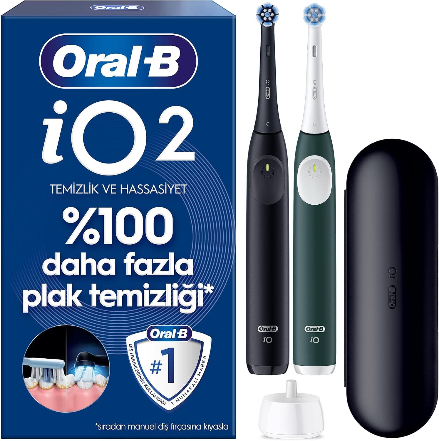 مسواک برقی Oral-B 2تایی مشکی و سبز جنگلی با 2 سری و کیف سفر مسواک برقی Oral-B 2تایی مشکی و سبز جنگلی با 2 سری و کیف سفر