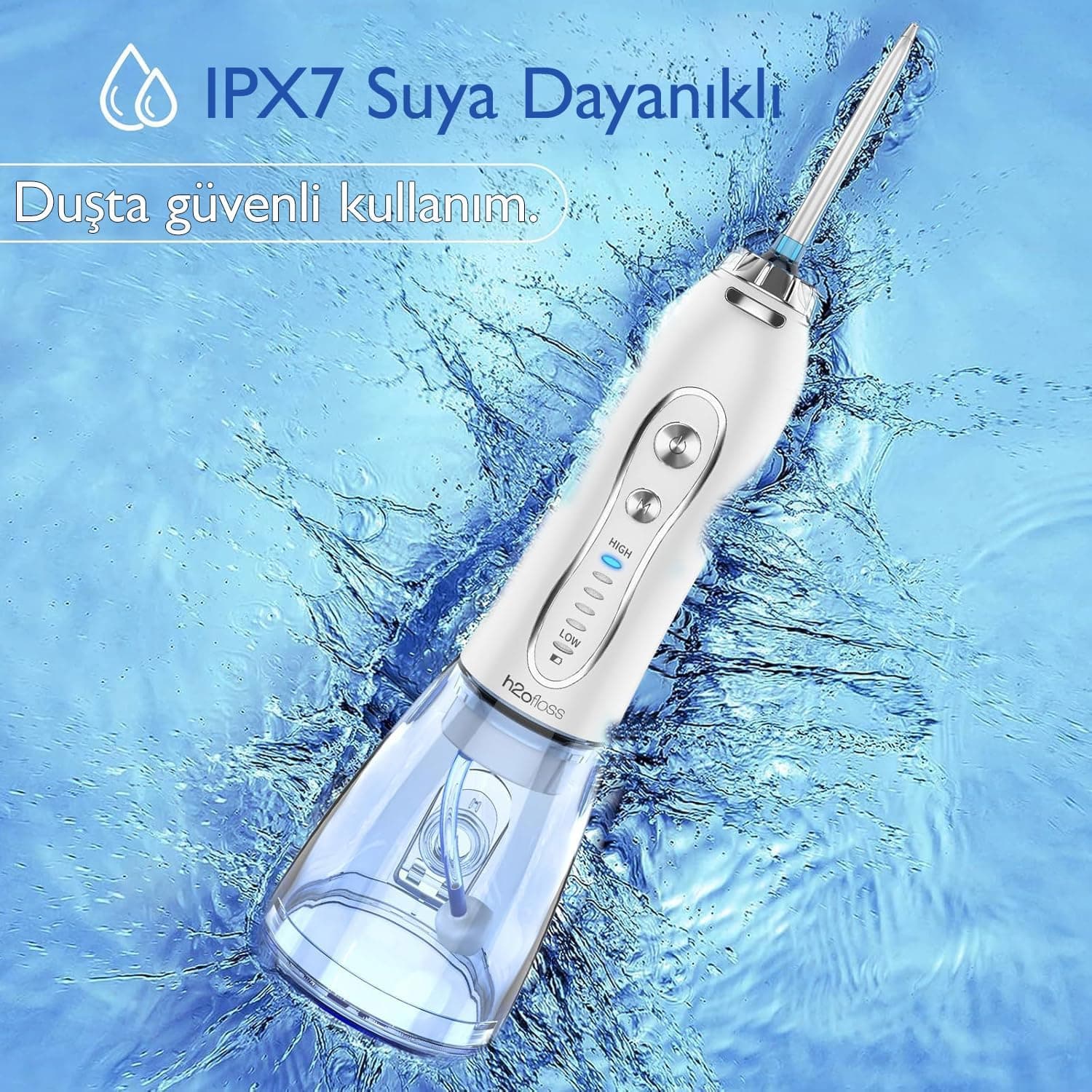 دستگاه شستشوی دهان H2ofloss شارژی بیسیم 5 حالته 6 نازل IPX7 سفید دستگاه شستشوی دهان H2ofloss شارژی بیسیم 5 حالته 6 نازل IPX7 سفید