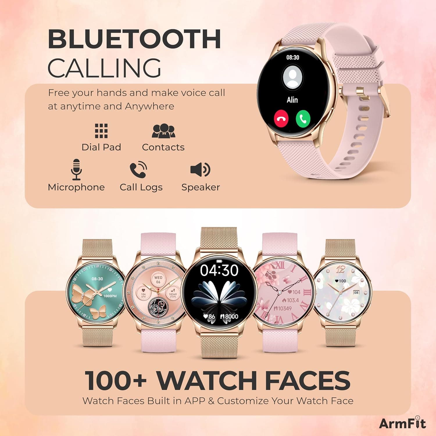 ساعت هوشمند زنانه ArmFit نمایشگر AMOLED همیشه روشن تماس بلوتوثی ضدآب مدل QUEEN ساعت هوشمند زنانه ArmFit نمایشگر AMOLED همیشه روشن تماس بلوتوثی ضدآب مدل QUEEN