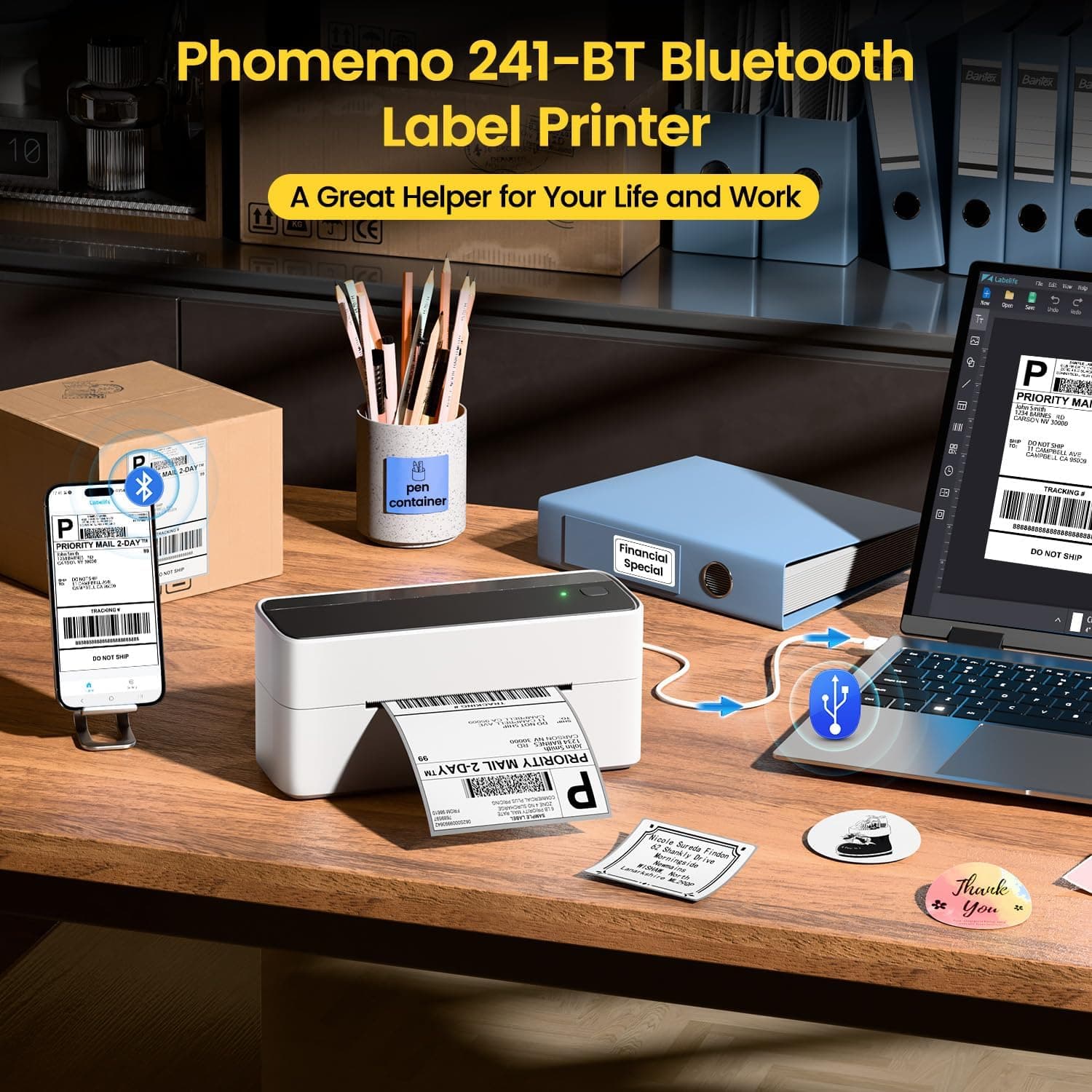 چاپگر برچسب حرارتی بلوتوثی Phomemo برای برچسب ارسال 4x6 چاپگر برچسب حرارتی بلوتوثی Phomemo برای برچسب ارسال 4x6