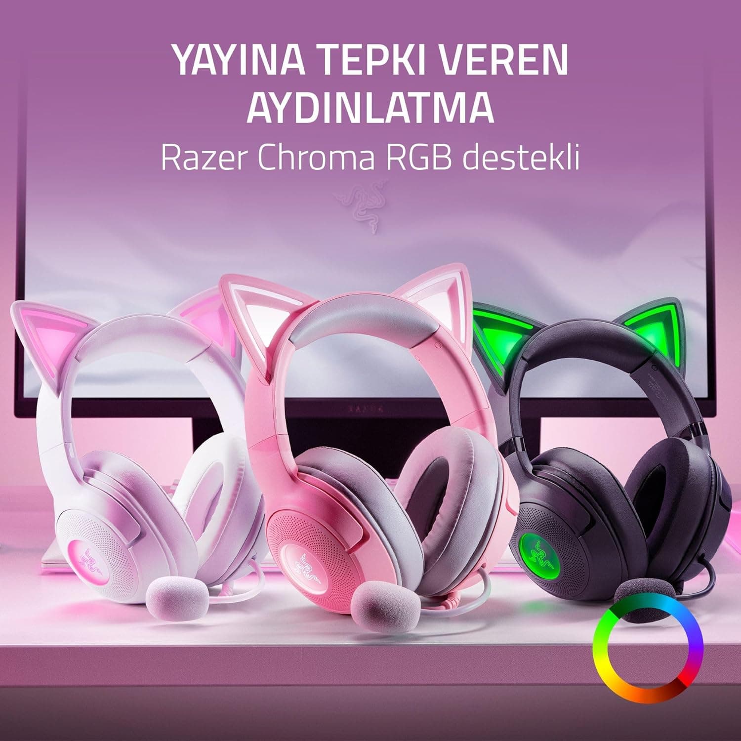 هدست کابلی RGB Razer گوشگربهای مدل Kraken Kitty V2 مشکی هدست کابلی RGB Razer گوشگربهای مدل Kraken Kitty V2 مشکی