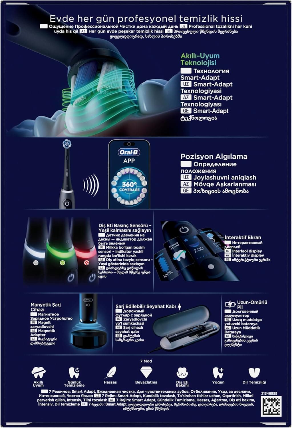 مسواک برقی Oral-B iO9 مشکی، 1 سری، شارژر مغناطیسی سریع، باتری بادوام، قاب سفری شارژ و قاب سری یدک مسواک برقی Oral-B iO9 مشکی، 1 سری، شارژر مغناطیسی سریع، باتری بادوام، قاب سفری شارژ و قاب سری یدک