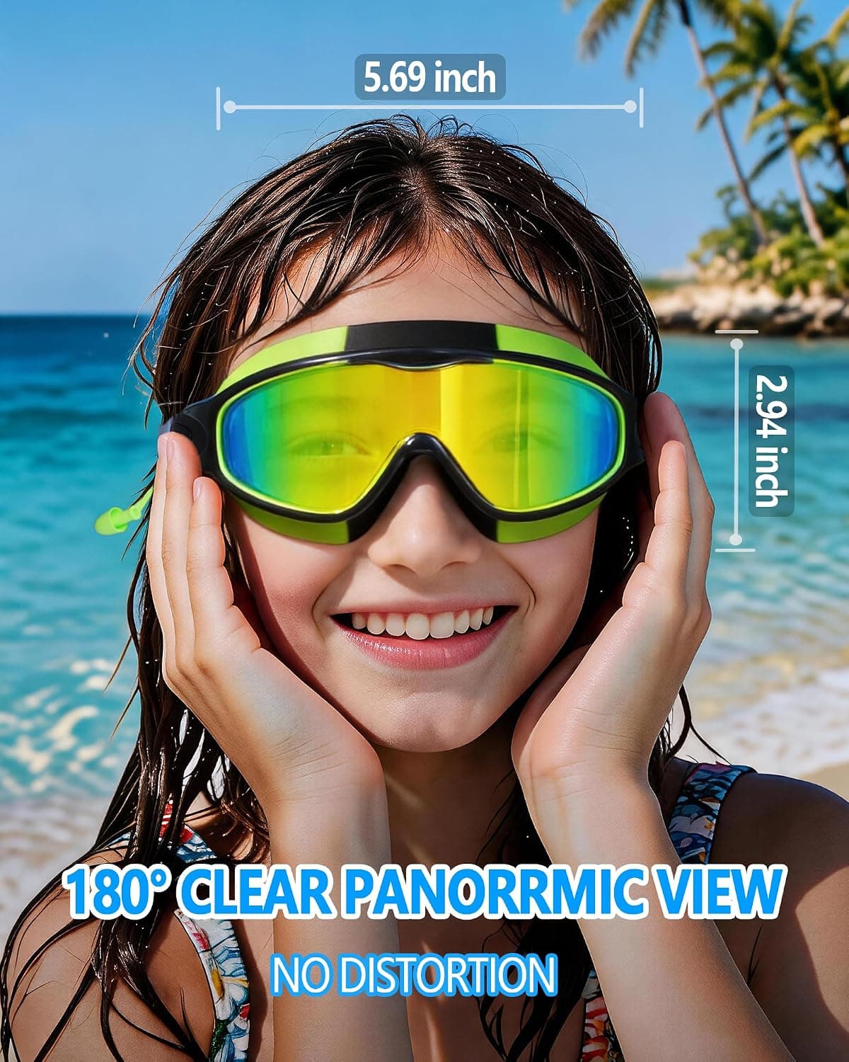 عینک شنای کودک ۳ تا ۱۵ سال YLKJSWIM با گوشگیر، قاب بزرگ ضدبخار و UV 2PCS عینک شنای کودک ۳ تا ۱۵ سال YLKJSWIM با گوشگیر، قاب بزرگ ضدبخار و UV 2PCS