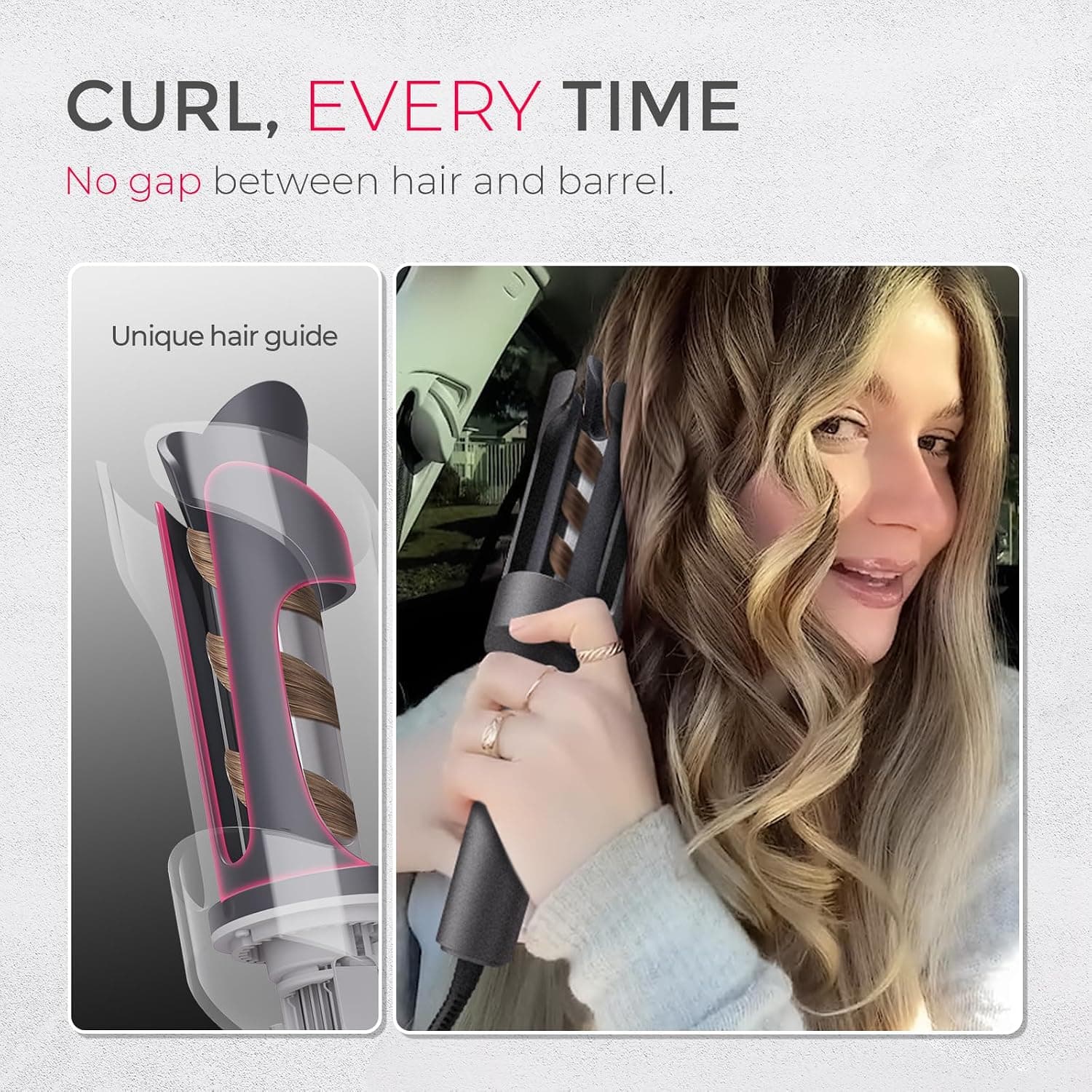 فرکننده مو TYMO اتوماتیک چرخشی مدل CURLPRO، موج ساحلی، 25mm، خاکستری متالیک فرکننده مو TYMO اتوماتیک چرخشی مدل CURLPRO، موج ساحلی، 25mm، خاکستری متالیک