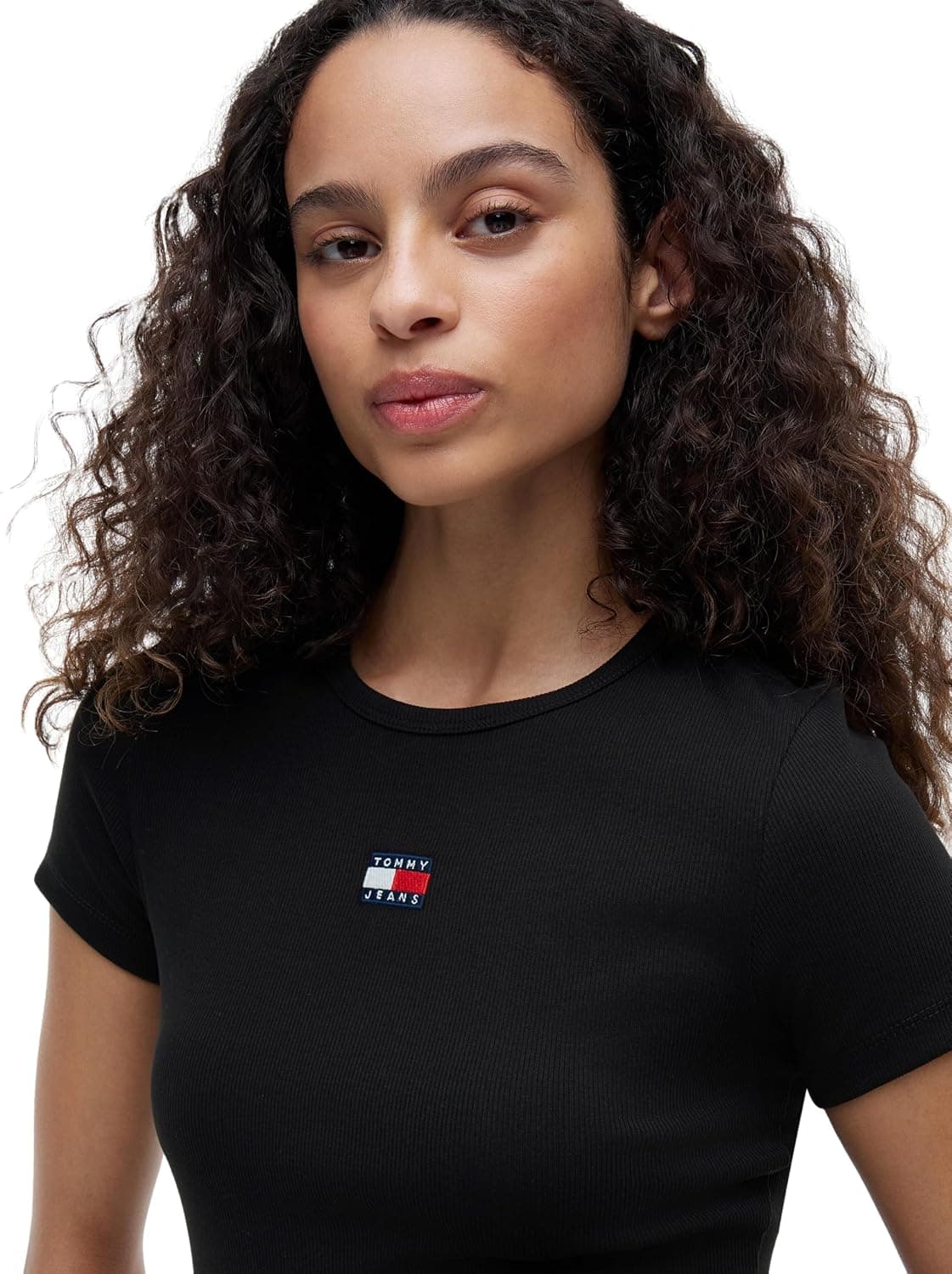 تیشرت زنانه Tommy Jeans مدل TJW SLIM BADGE RIB TEE تیشرت زنانه Tommy Jeans مدل TJW SLIM BADGE RIB TEE