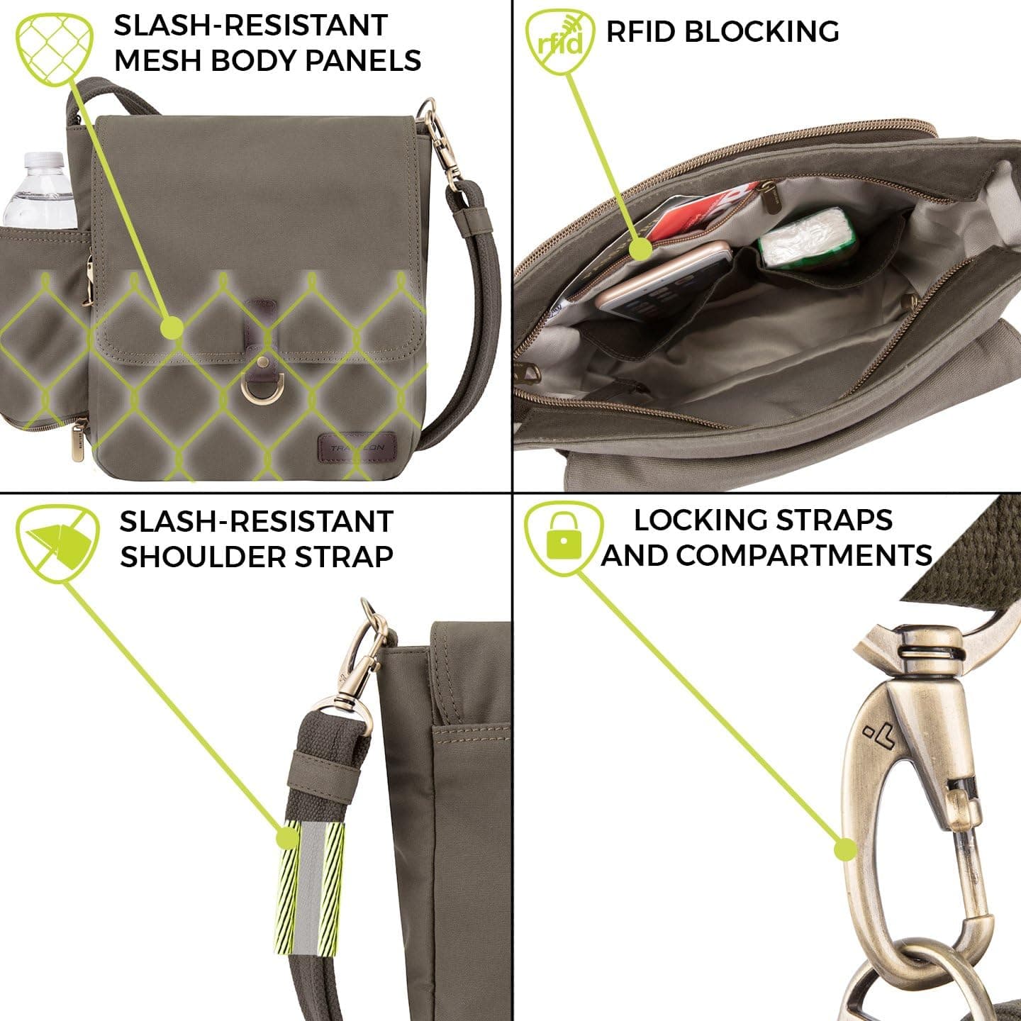 کیف پیک بزرگسال Travelon ضدسرقت مدل Courier Tour Bag کیف پیک بزرگسال Travelon ضدسرقت مدل Courier Tour Bag