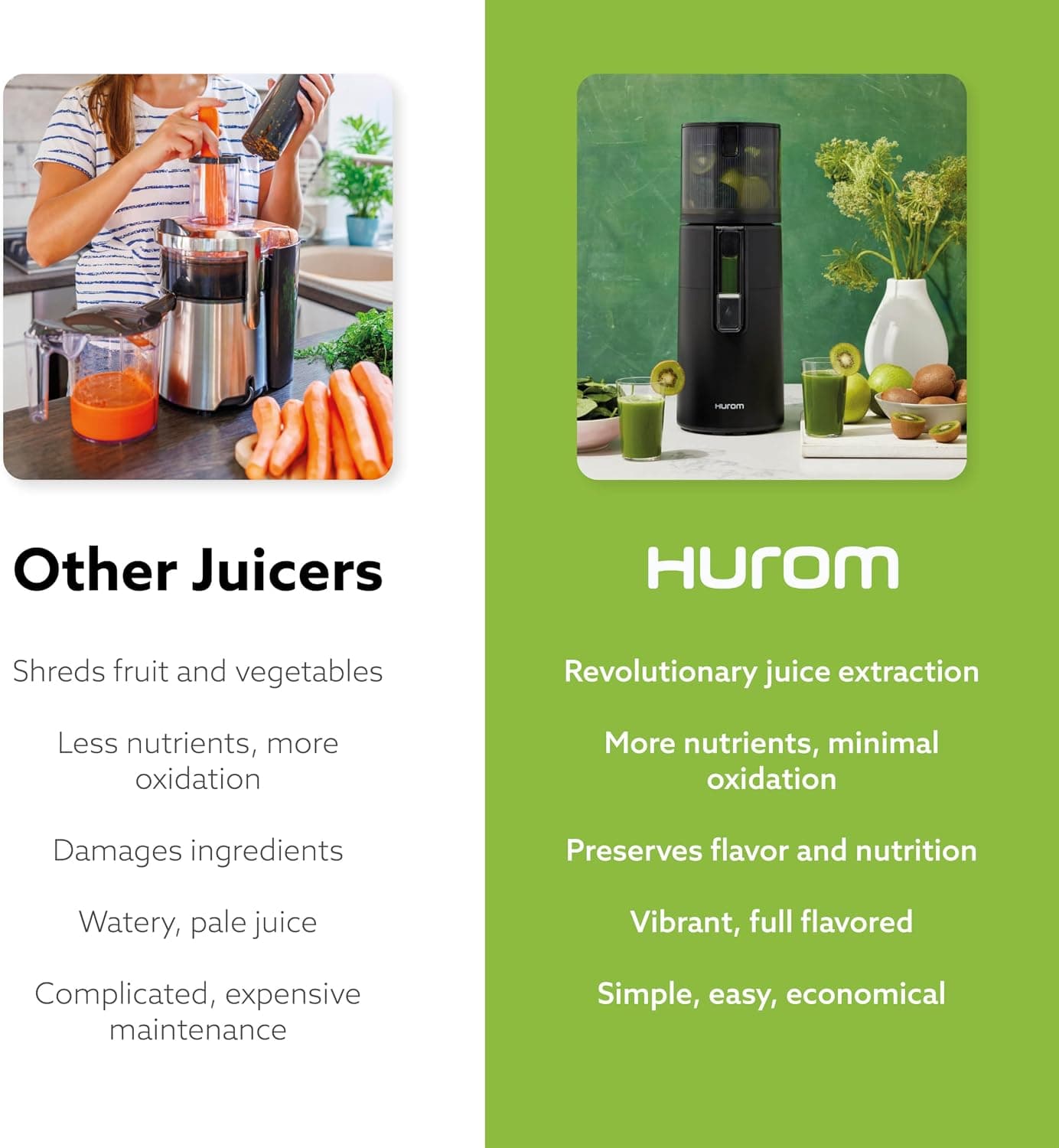 آبمیوهگیری آهسته Hurom سفید Easy Clean مدل H400 آبمیوهگیری آهسته Hurom سفید Easy Clean مدل H400