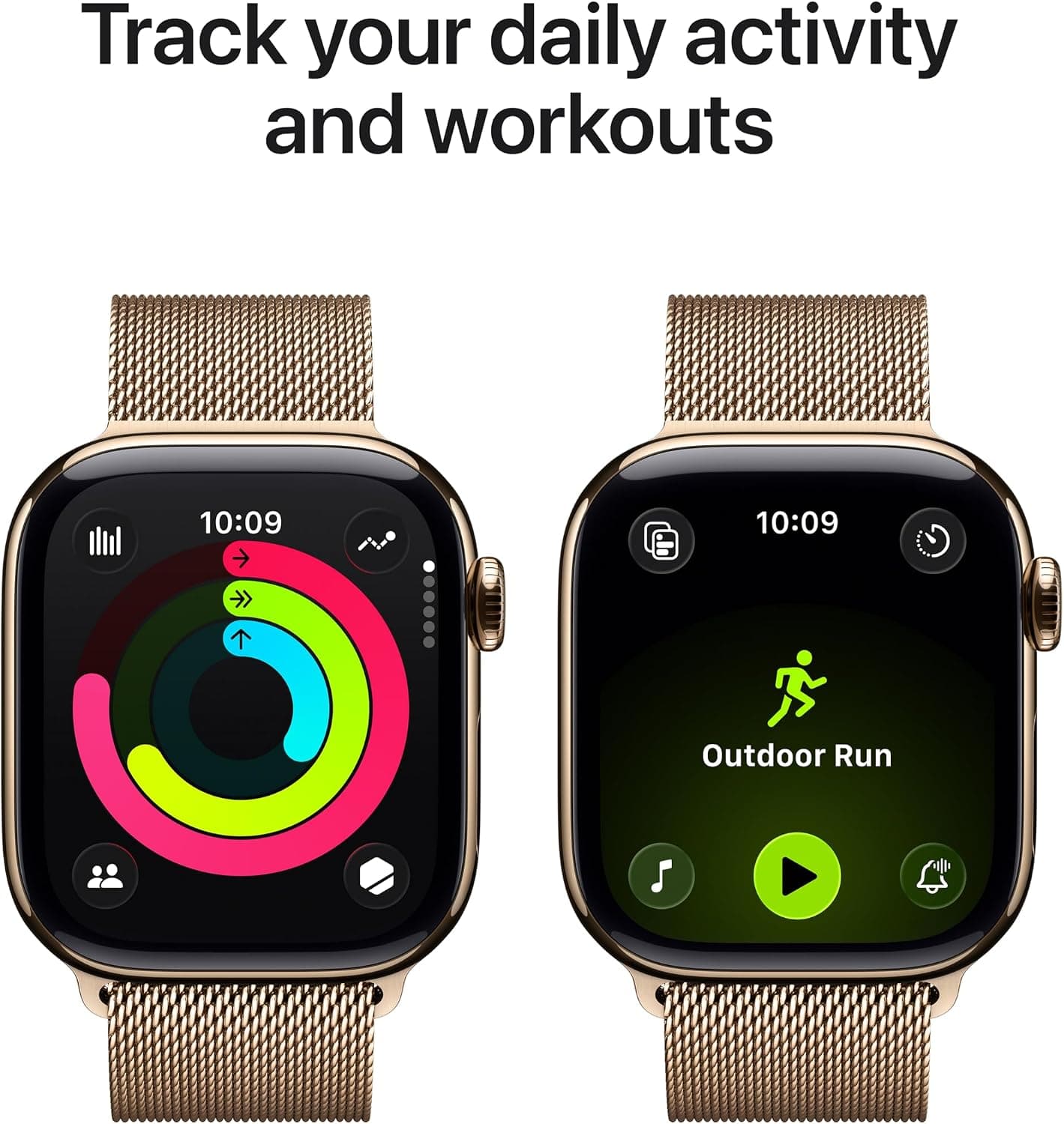ساعت هوشمند Apple Watch Series 11 GPS + Cellular 42mm با بدنه تیتانیومی طلایی و بند میلانی طلایی ساعت هوشمند Apple Watch Series 11 GPS + Cellular 42mm با بدنه تیتانیومی طلایی و بند میلانی طلایی