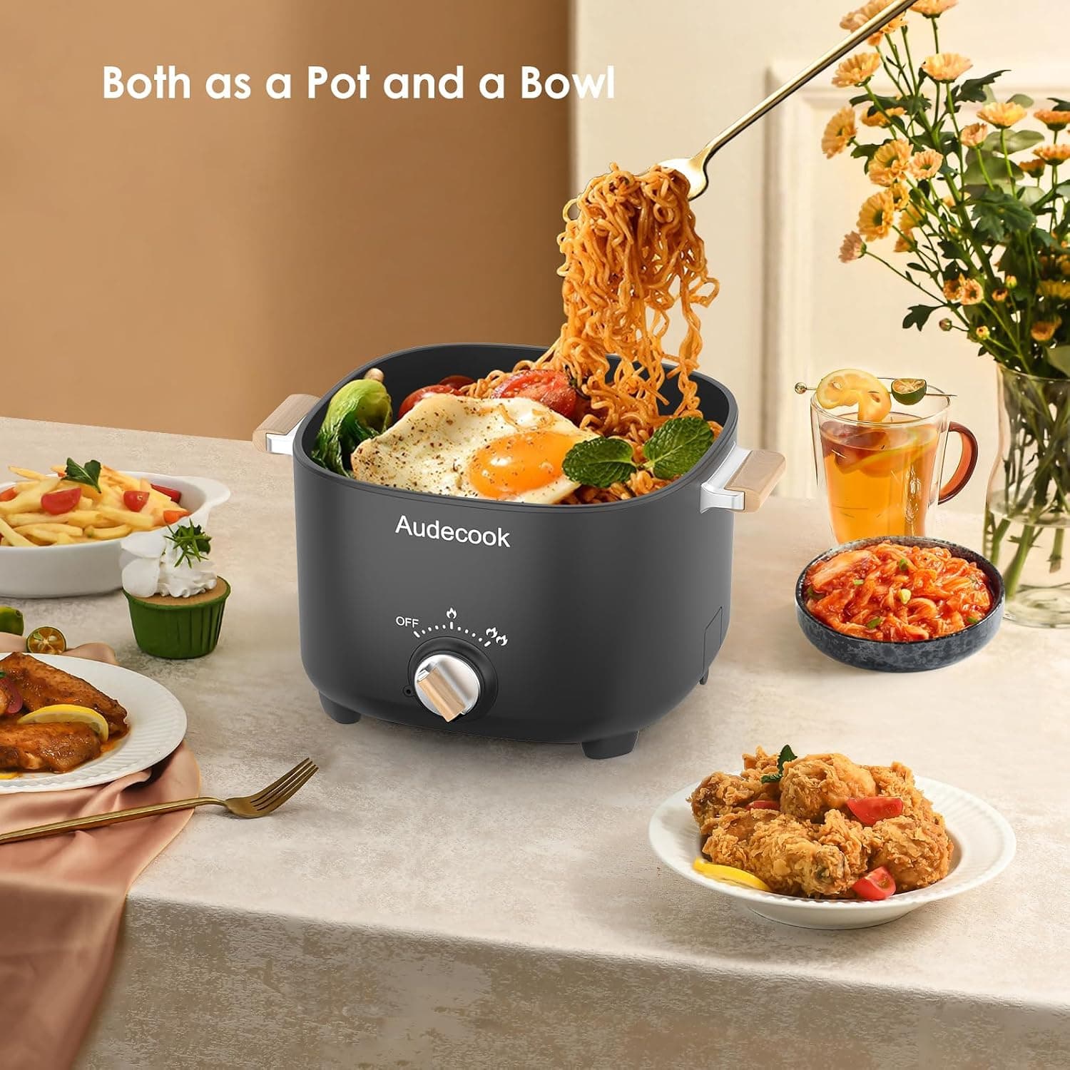 هات پات برقی قابل حمل Audecook 2.5L با پوشش نچسب مشکی هات پات برقی قابل حمل Audecook 2.5L با پوشش نچسب مشکی