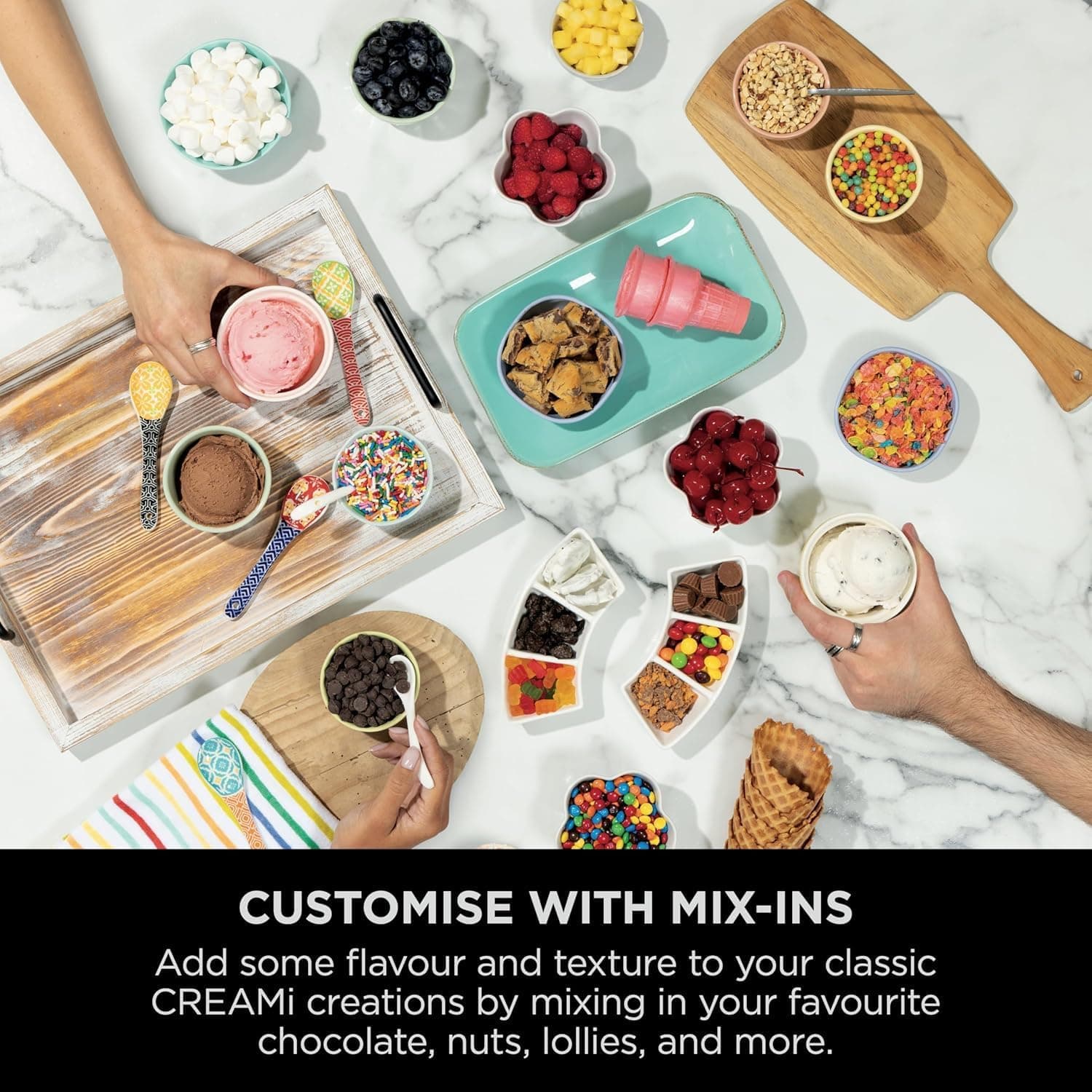 دستگاه بستنیساز NINJA CREAMi Scoop and Swirl دو ظرف ۱۳ عملکرد رنگ طلایی سنگی مدل NC701UKSTGD دستگاه بستنیساز NINJA CREAMi Scoop and Swirl دو ظرف ۱۳ عملکرد رنگ طلایی سنگی مدل NC701UKSTGD