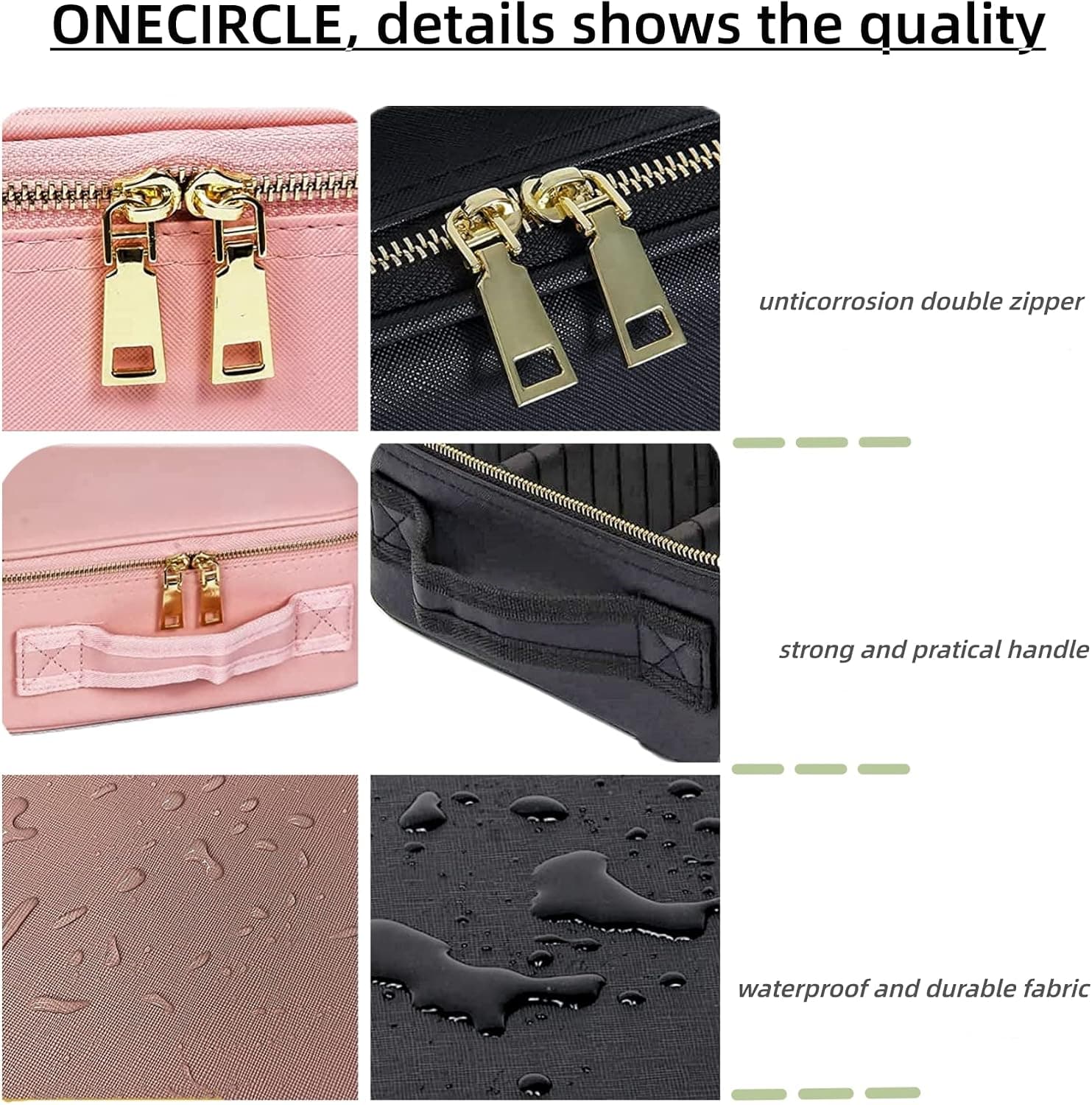 کیف لوازم آرایش onecircle با آینه LED و 3 سطح روشنایی قابل تنظیم، متوسط، مدل AE-SQ-black کیف لوازم آرایش onecircle با آینه LED و 3 سطح روشنایی قابل تنظیم، متوسط، مدل AE-SQ-black