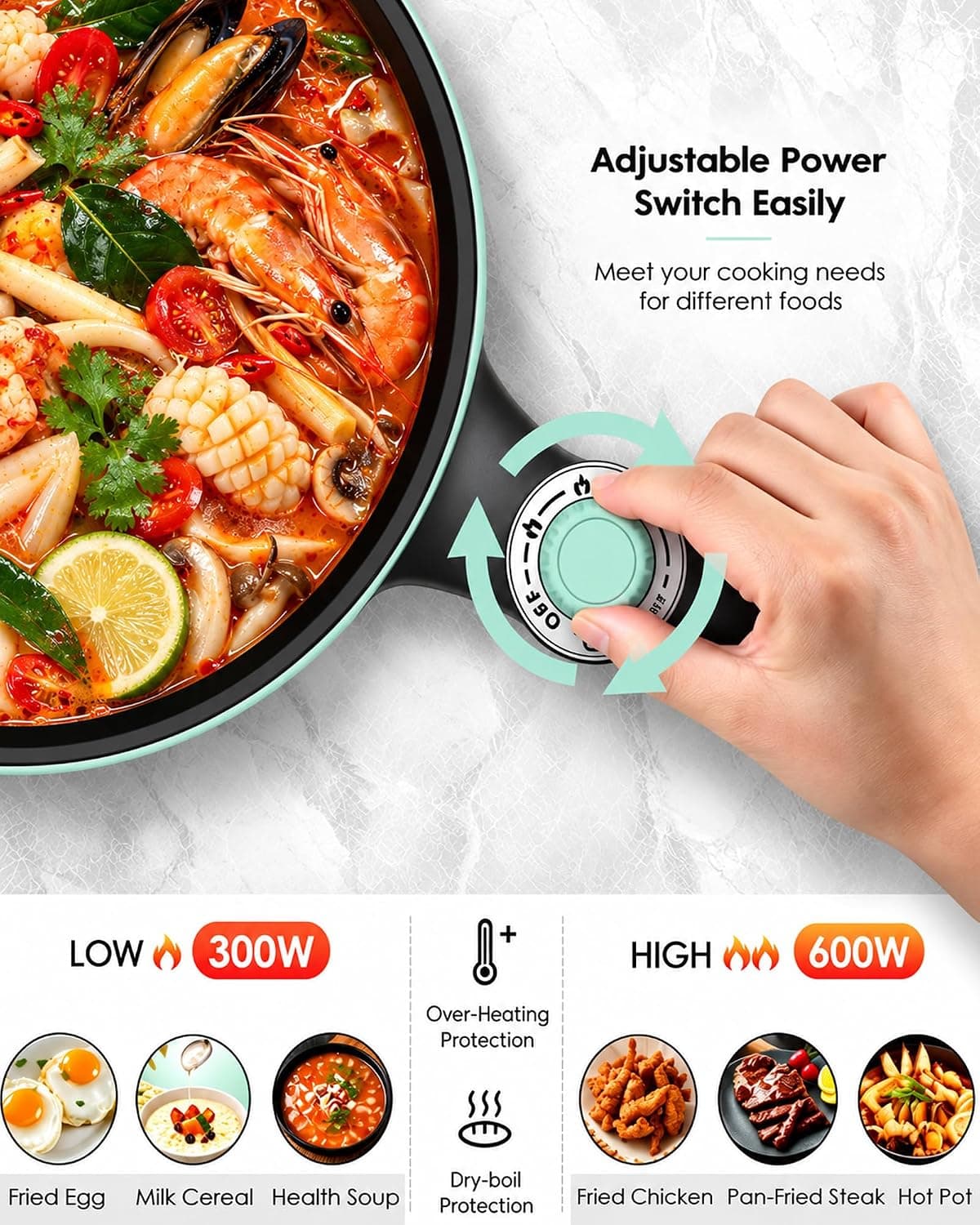 قابلمه برقی Audecook قابل حمل با روکش غیرچسب مدل Ramen با توان قابل تنظیم قابلمه برقی Audecook قابل حمل با روکش غیرچسب مدل Ramen با توان قابل تنظیم