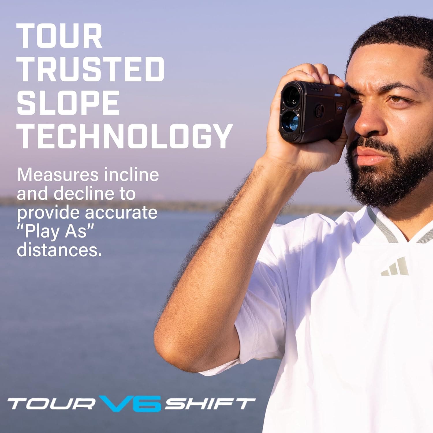 فاصلهیاب لیزری گلف Bushnell Golf Tour V6 Shift با جبران شیب و قفل پرچم لرزشی، برد 1300-Yard فاصلهیاب لیزری گلف Bushnell Golf Tour V6 Shift با جبران شیب و قفل پرچم لرزشی، برد 1300-Yard