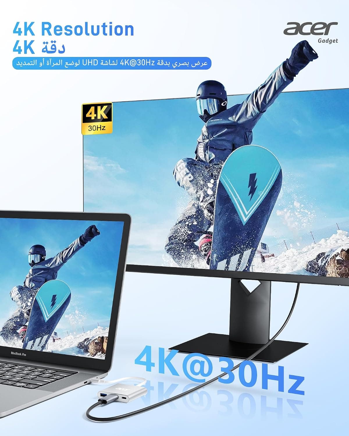 آداپتور Acer مولتیپورت USB-C ۳ در ۱ با HDMI 4K و USB 3.0 آداپتور Acer مولتیپورت USB-C ۳ در ۱ با HDMI 4K و USB 3.0
