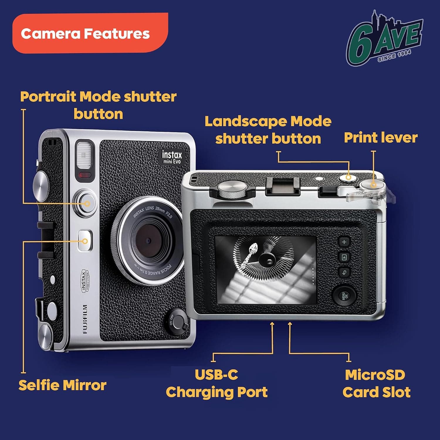دوربین چاپ سریع هیبریدی Fujifilm INSTAX Mini EVO مشکی با بسته 20 برگه دوربین چاپ سریع هیبریدی Fujifilm INSTAX Mini EVO مشکی با بسته 20 برگه