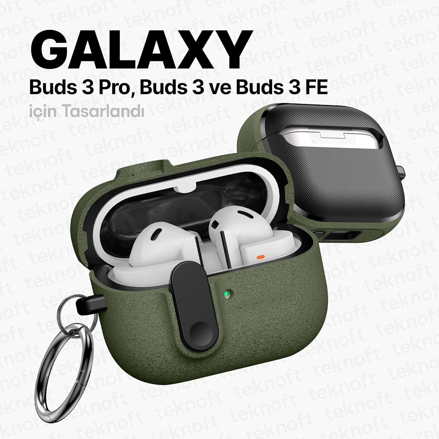 قاب هدفون Teknoft سازگار با Samsung Galaxy Buds 3 Pro/3/3 FE مات سبز قاب هدفون Teknoft سازگار با Samsung Galaxy Buds 3 Pro/3/3 FE مات سبز