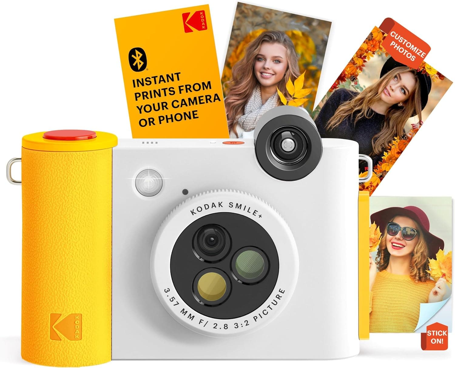 دوربین چاپ سریع و چاپگر عکس هوشمند KODAK Smile+ با اتصال بیسیم، لنز فیلتر تغییررنگدهنده، چاپهای چسبدار Zink 2x3، سفید دوربین چاپ سریع و چاپگر عکس هوشمند KODAK Smile+ با اتصال بیسیم، لنز فیلتر تغییررنگدهنده، چاپهای چسبدار Zink 2x3، سفید