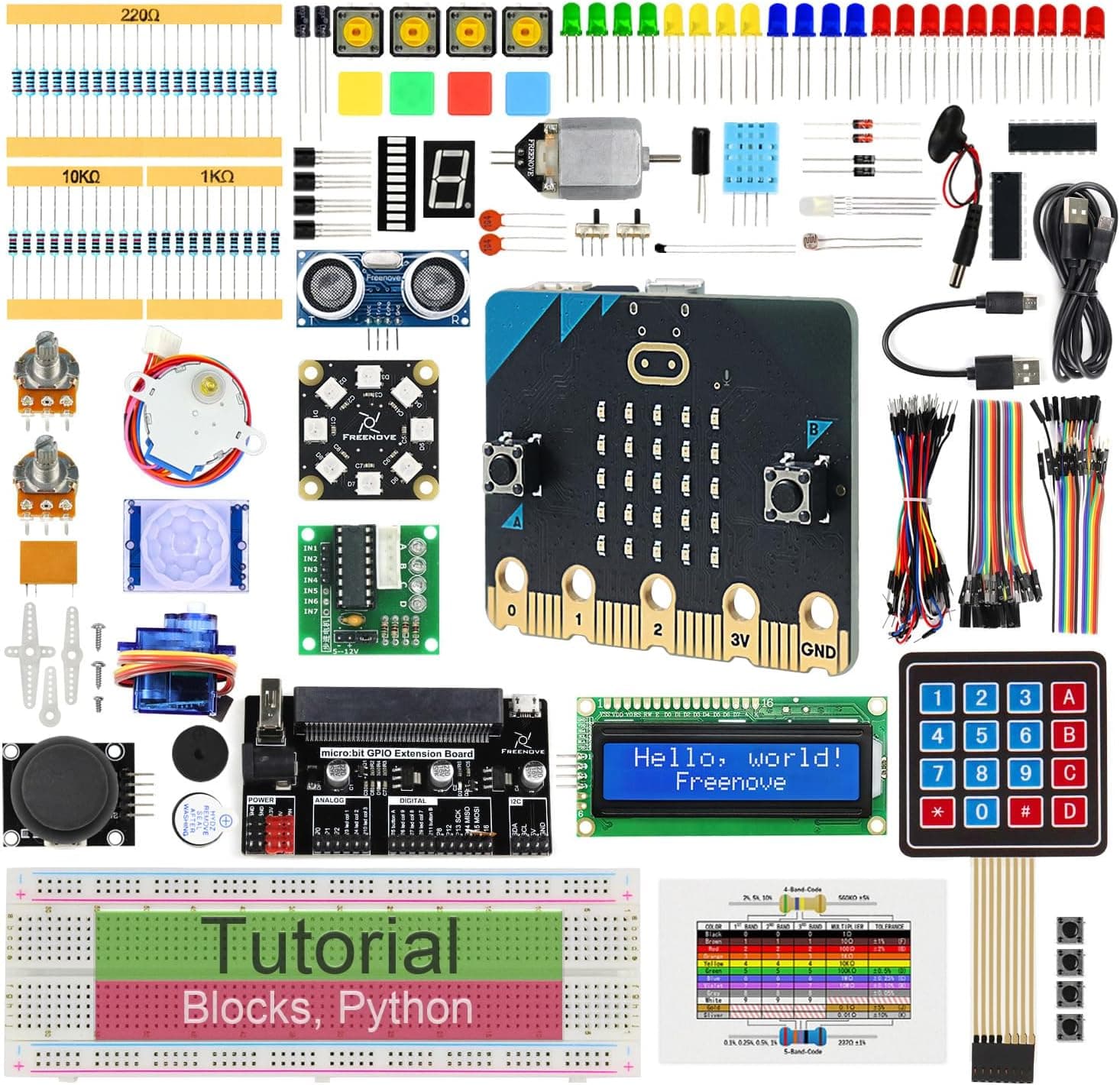 کیت شروع FREENOVE برای BBC Micro:bit با V2، 225 قطعه، 44 پروژه و کد Python کیت شروع FREENOVE برای BBC Micro:bit با V2، 225 قطعه، 44 پروژه و کد Python