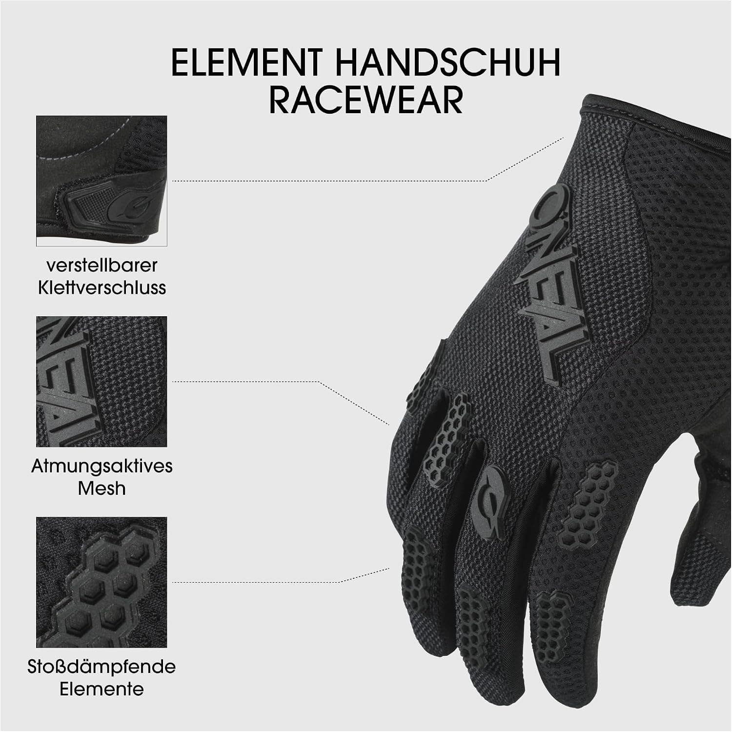 دستکش مردانه O'NEAL Element Racewear مشکی سایز 10 دستکش مردانه O'NEAL Element Racewear مشکی سایز 10