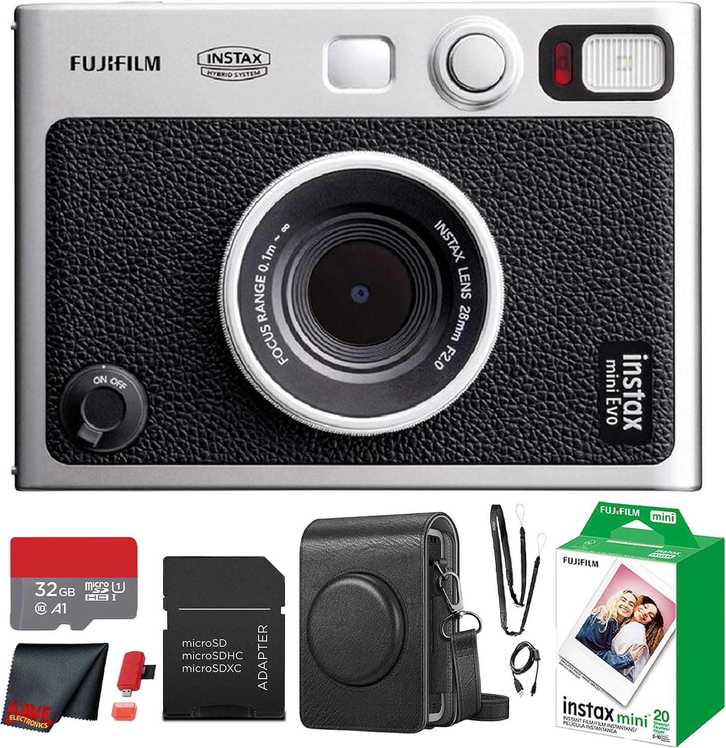 دوربین چاپ سریع هیبریدی Fujifilm INSTAX Mini EVO مشکی با بسته 20 برگه دوربین چاپ سریع هیبریدی Fujifilm INSTAX Mini EVO مشکی با بسته 20 برگه