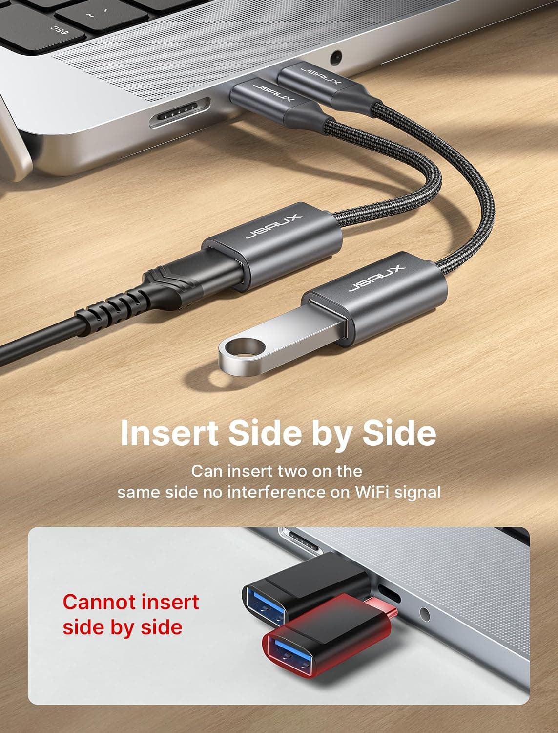 آداپتور JSAUX از USB C به USB 3.0 بسته 2 عددی آداپتور JSAUX از USB C به USB 3.0 بسته 2 عددی