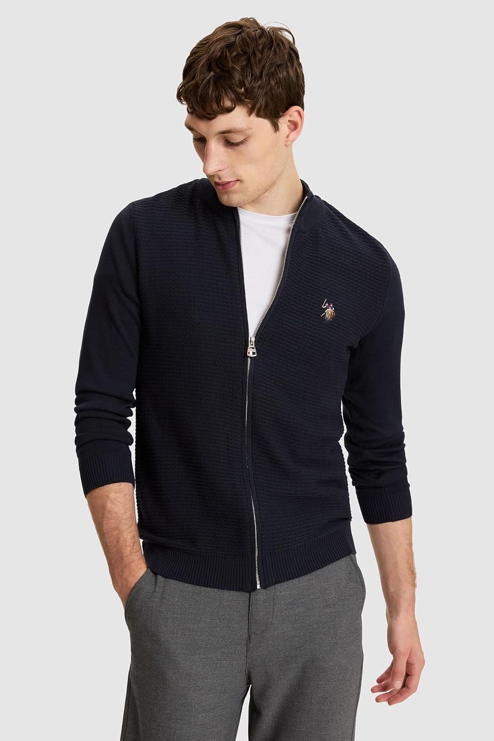 ژاکت بافت مردانه U.S. POLO ASSN. بیسیک خاکستری ملانژ مدل 50328871 VR086 ژاکت بافت مردانه U.S. POLO ASSN. بیسیک خاکستری ملانژ مدل 50328871 VR086