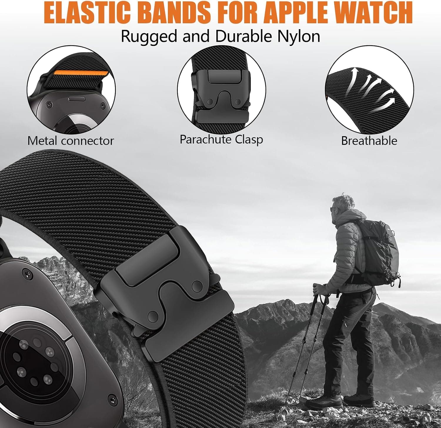 بند ساعت اپل واچ DMVEIMAL نایلونی Solo Loop کشسان سگک پاراشوت 38-49mm بند ساعت اپل واچ DMVEIMAL نایلونی Solo Loop کشسان سگک پاراشوت 38-49mm