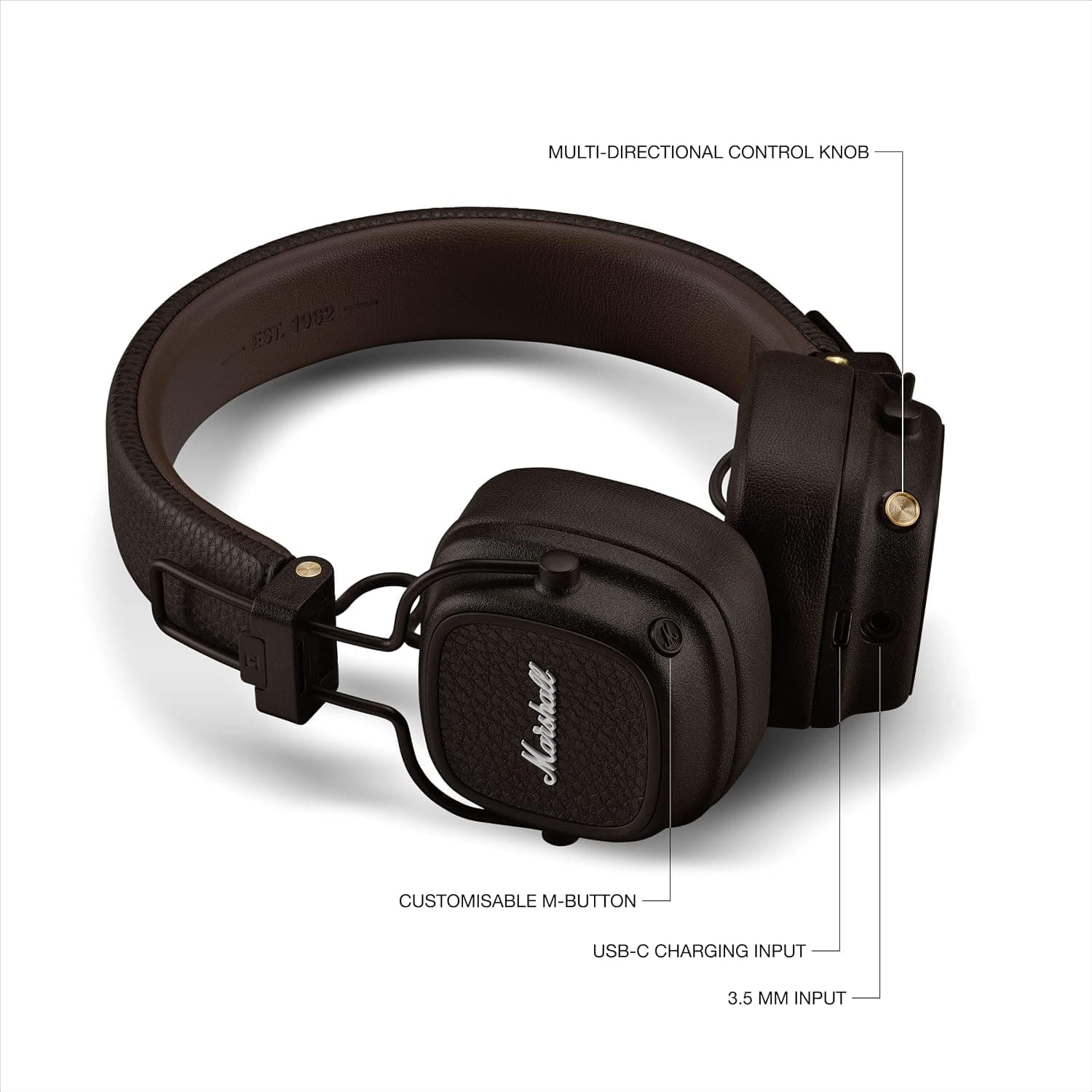 هدفون Marshall بلوتوثی مدل Major V قهوهای هدفون Marshall بلوتوثی مدل Major V قهوهای