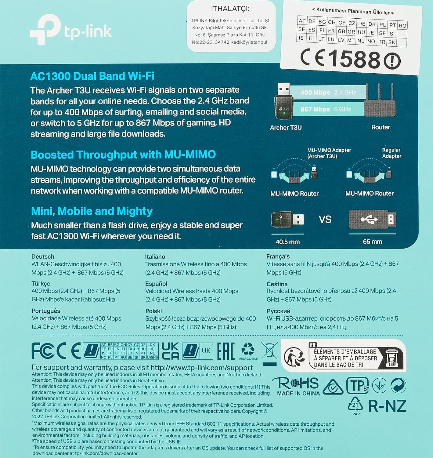 آداپتور USB بیسیم کوچک TP-Link با فناوری MU-MIMO مدل Archer T3U AC1300 آداپتور USB بیسیم کوچک TP-Link با فناوری MU-MIMO مدل Archer T3U AC1300