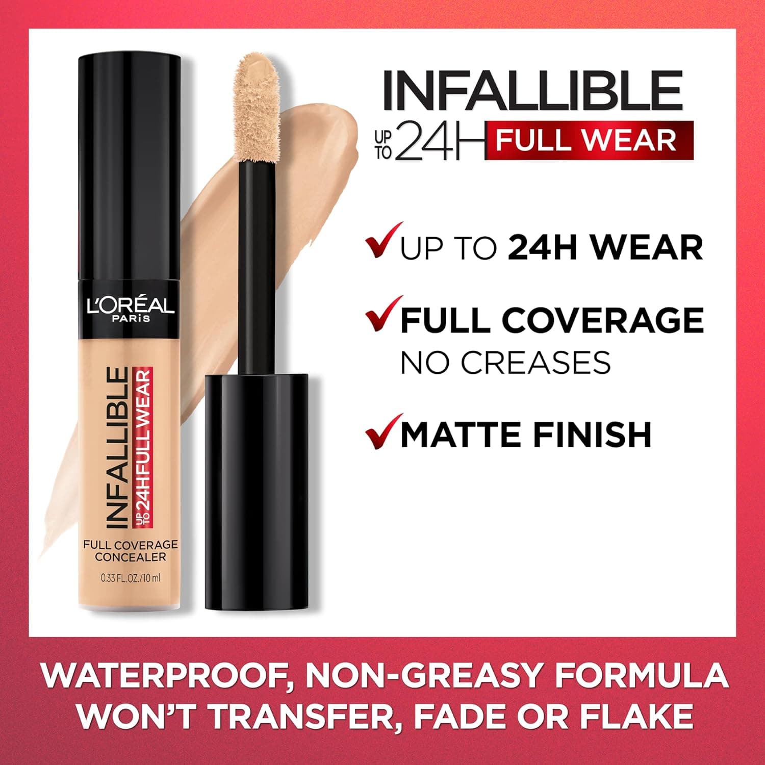 کانسیلر مات ضدآب و پوشاننده کامل L'Oreal Paris Infallible Full Wear، رنگ Latte، 0.33 fl. oz. کانسیلر مات ضدآب و پوشاننده کامل L'Oreal Paris Infallible Full Wear، رنگ Latte، 0.33 fl. oz.