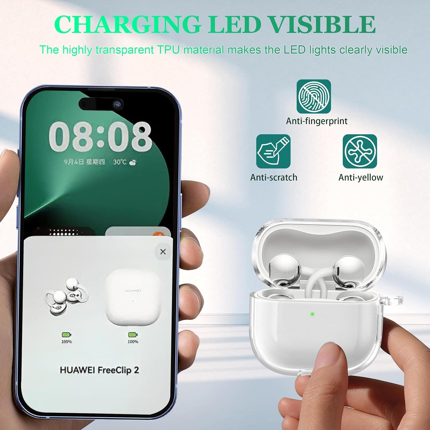 قاب محافظ ضد ضربه سفید شفاف R-fun مدل HUAWEI FreeClip 2 همراه کیت تمیزکننده قاب محافظ ضد ضربه سفید شفاف R-fun مدل HUAWEI FreeClip 2 همراه کیت تمیزکننده