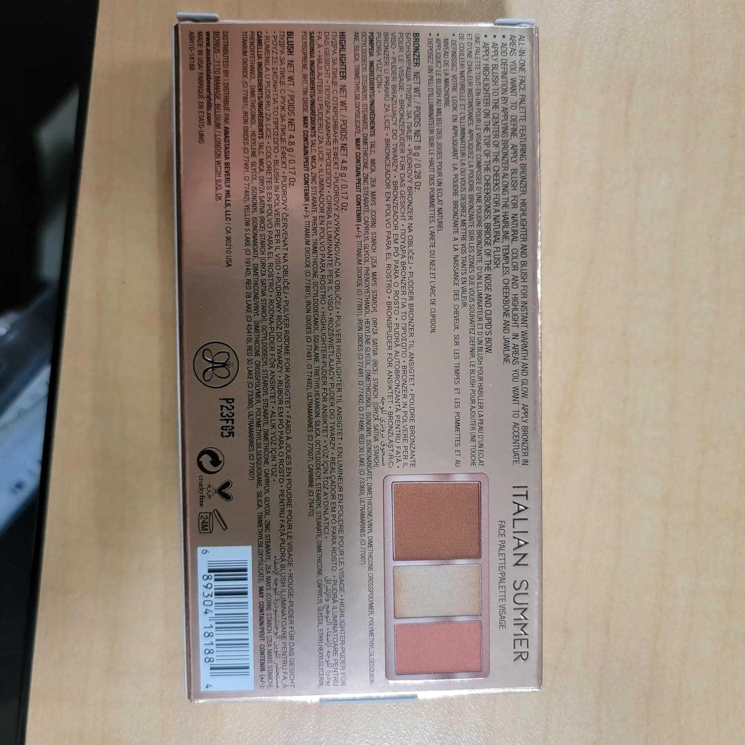 پالت آرایش صورت Anastasia Beverly Hills برنزر، هایلایتر و رژگونه رنگ Italian Summer (Fair-Light) 17.6g/0.62oz پالت آرایش صورت Anastasia Beverly Hills برنزر، هایلایتر و رژگونه رنگ Italian Summer (Fair-Light) 17.6g/0.62oz