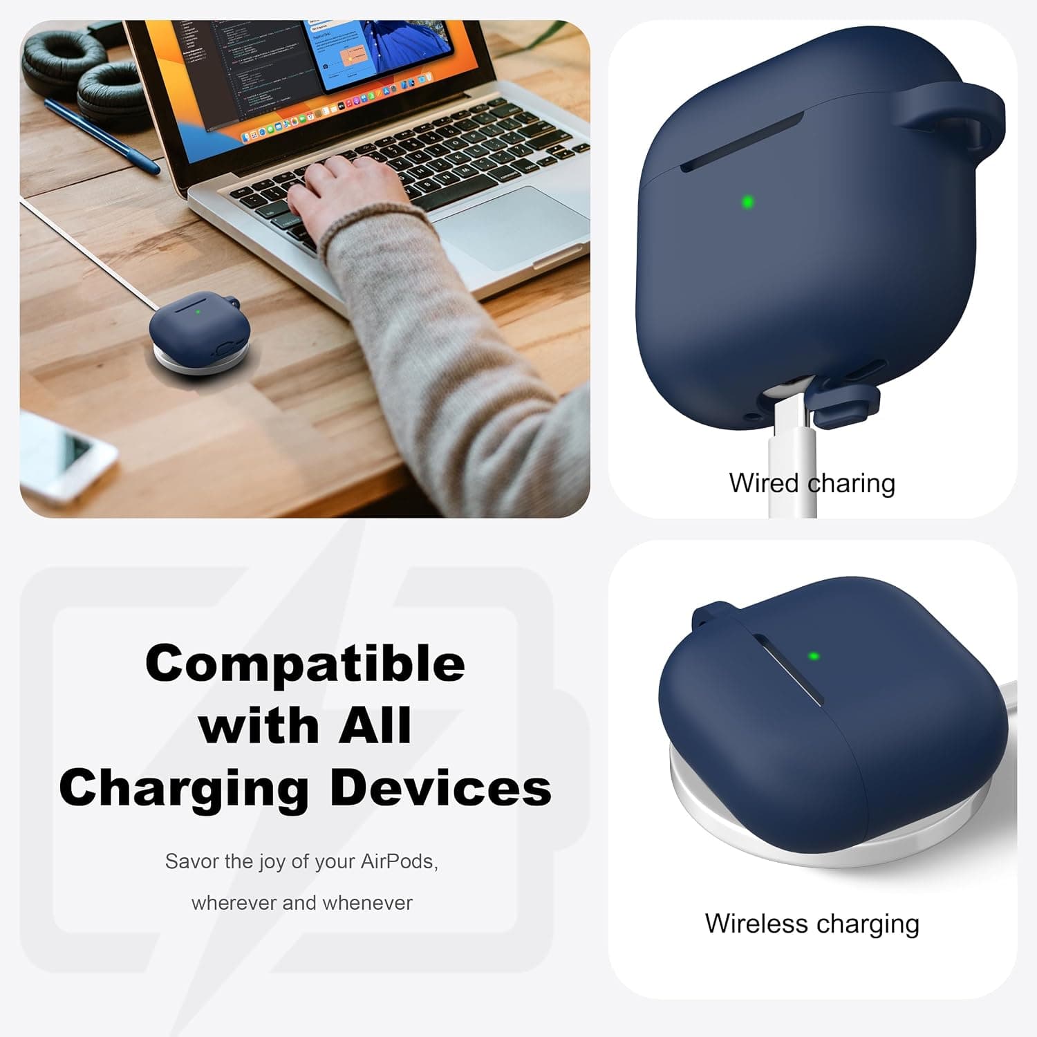 کاور سیلیکونی R-fun برای AirPods 4 و AirPods 5 آبی نیمهشب کاور سیلیکونی R-fun برای AirPods 4 و AirPods 5 آبی نیمهشب