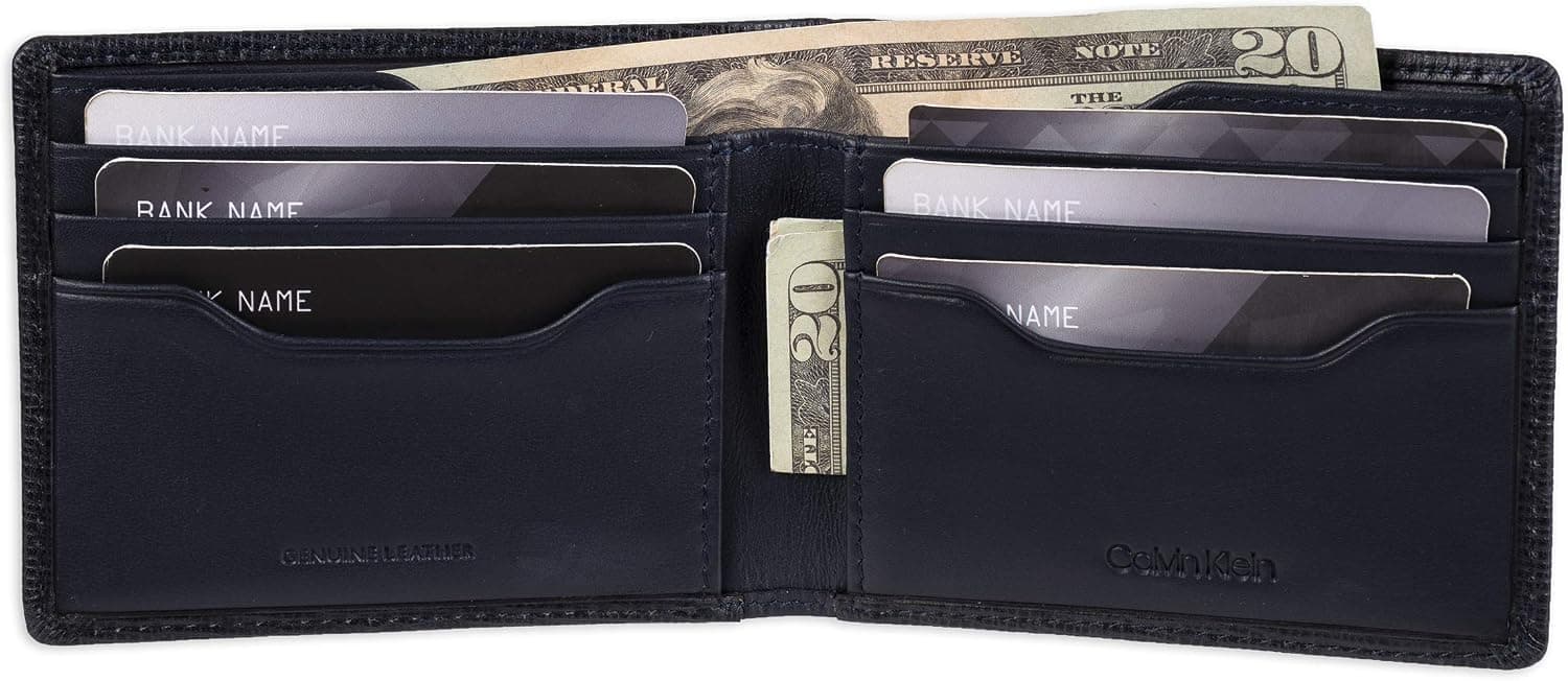 کیف پول دو لت چرمی مردانه Calvin Klein با محافظت RFID کیف پول دو لت چرمی مردانه Calvin Klein با محافظت RFID