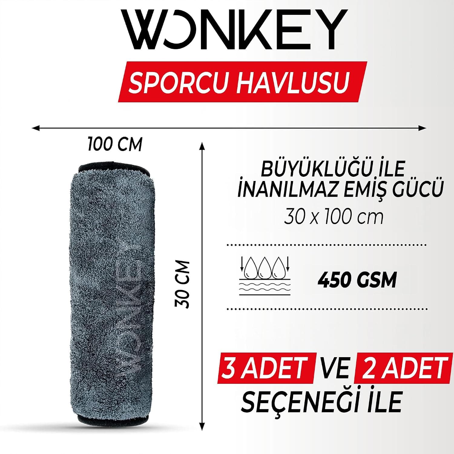 حوله ورزشی Wonkey میکروفیبر سبک خشکشونده 30x100 cm بسته 2 عددی خاکستری حوله ورزشی Wonkey میکروفیبر سبک خشکشونده 30x100 cm بسته 2 عددی خاکستری