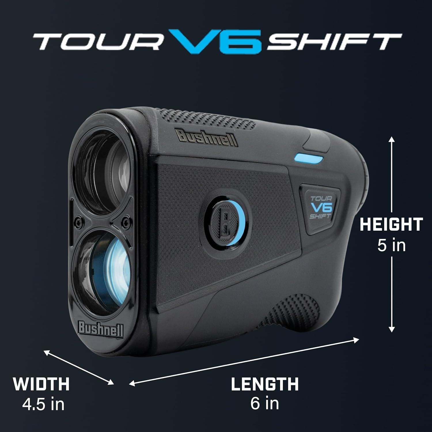 فاصلهیاب لیزری گلف Bushnell Golf Tour V6 Shift با جبران شیب و قفل پرچم لرزشی، برد 1300-Yard فاصلهیاب لیزری گلف Bushnell Golf Tour V6 Shift با جبران شیب و قفل پرچم لرزشی، برد 1300-Yard