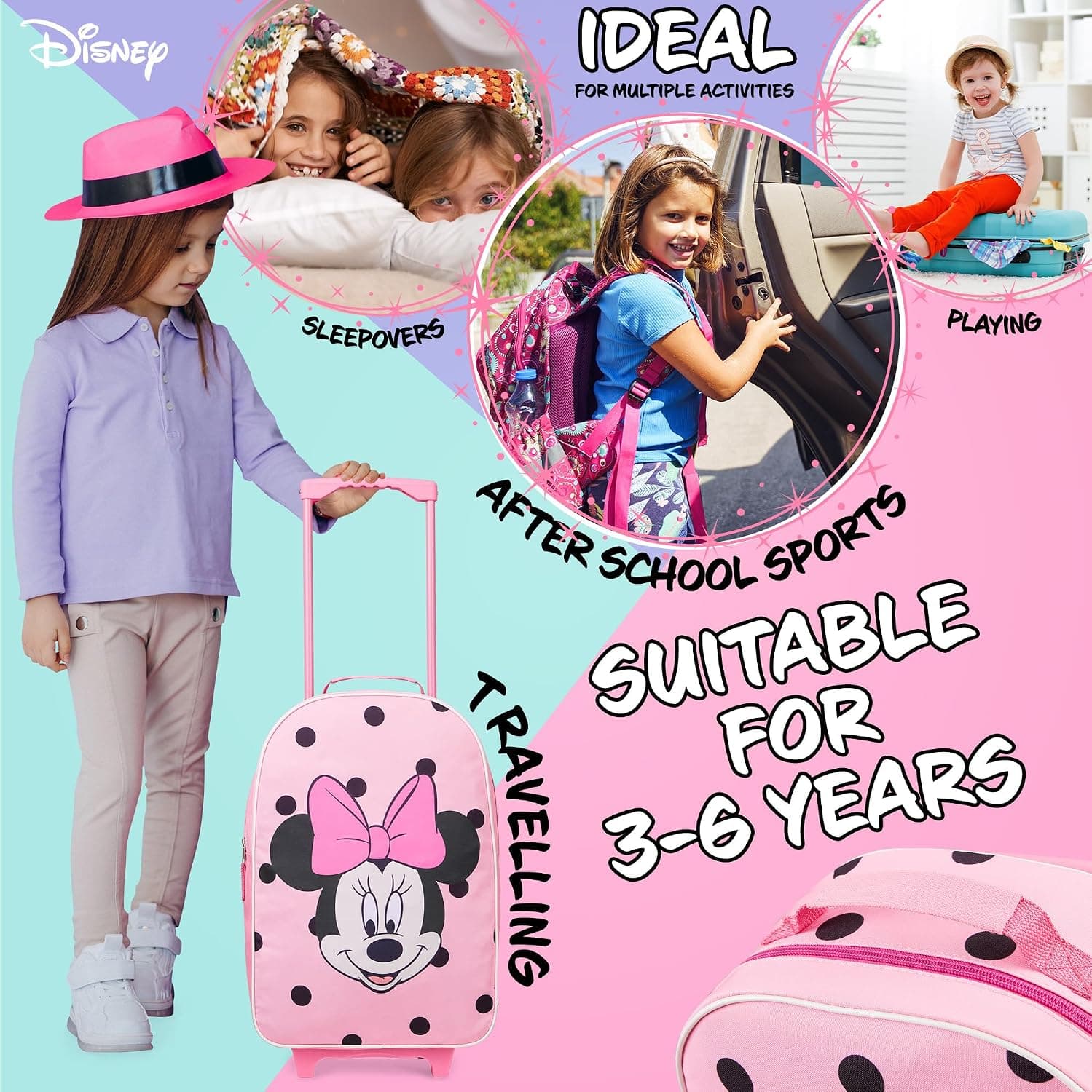 چمدان کابین چرخدار دخترانه Disney مدل Stitch چمدان کابین چرخدار دخترانه Disney مدل Stitch