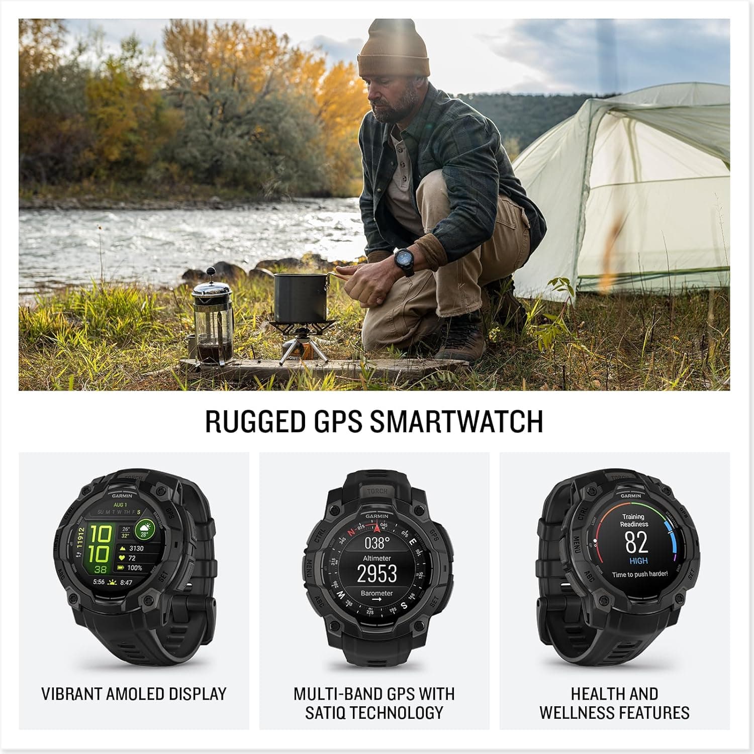 ساعت هوشمند GPS Garmin مشکی مقاوم با نمایشگر AMOLED مدل Instinct 3-45mm ساعت هوشمند GPS Garmin مشکی مقاوم با نمایشگر AMOLED مدل Instinct 3-45mm