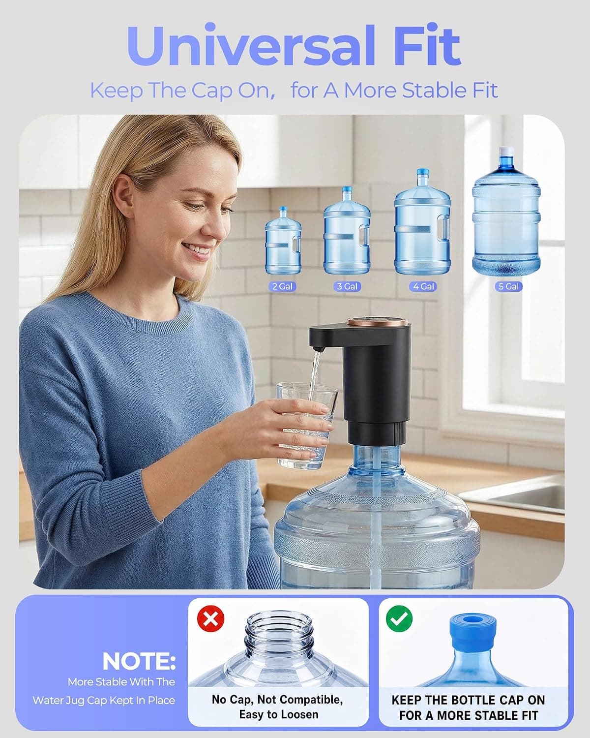 پمپ برقی آب 5 Gallon Cozycharm قابل حمل با شارژ USB-C مشکی پمپ برقی آب 5 Gallon Cozycharm قابل حمل با شارژ USB-C مشکی