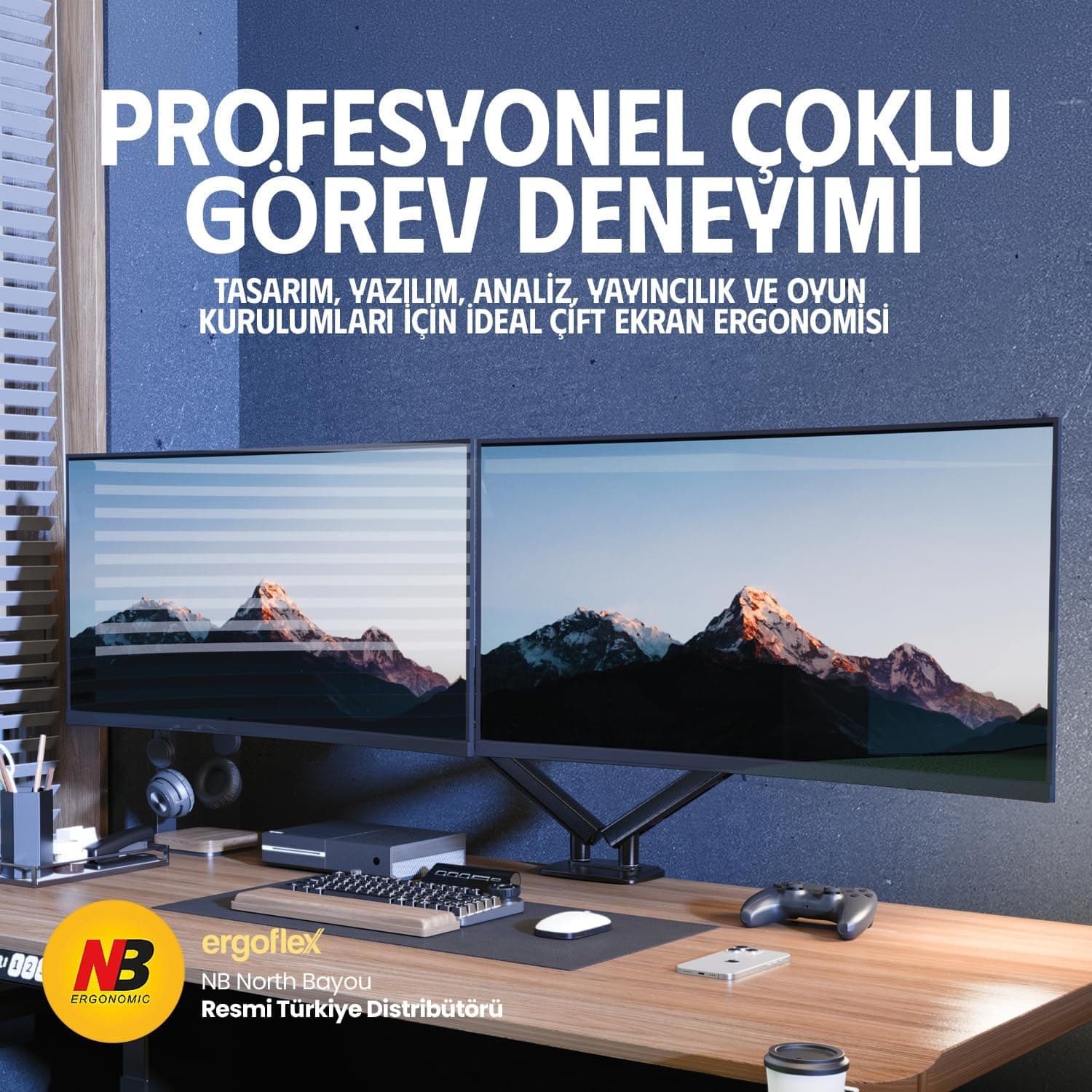 پایه مانیتور دو بازویی ergoflex مدل North Bayou NB A5C مشکی، مناسب 17-32 inch با ظرفیت 2-9 kg پایه مانیتور دو بازویی ergoflex مدل North Bayou NB A5C مشکی، مناسب 17-32 inch با ظرفیت 2-9 kg