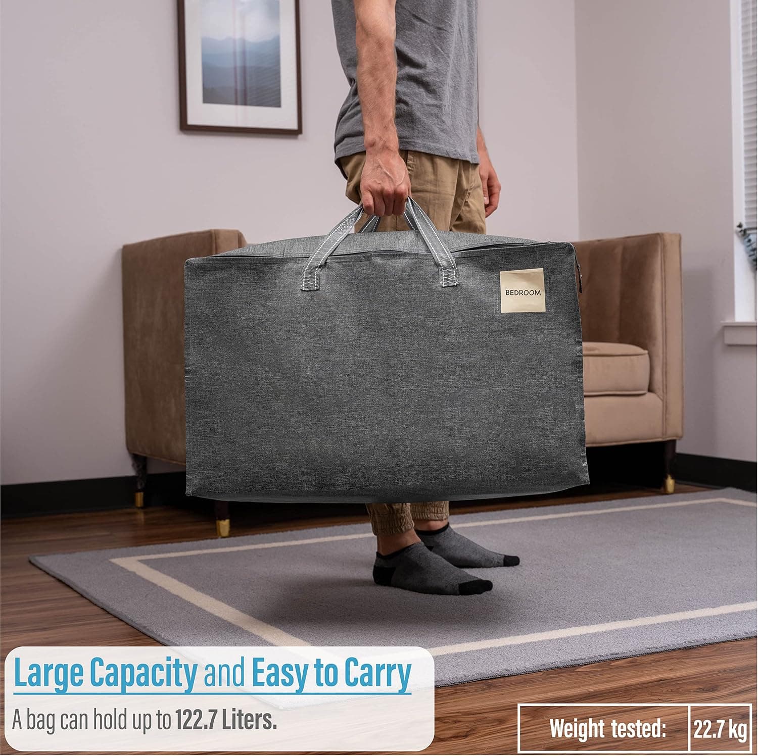 کیف نظمدهنده بزرگ VENO مقاوم برای اسبابکشی، خوابگاه و سفر، خاکستری تیره، 4 Pack کیف نظمدهنده بزرگ VENO مقاوم برای اسبابکشی، خوابگاه و سفر، خاکستری تیره، 4 Pack