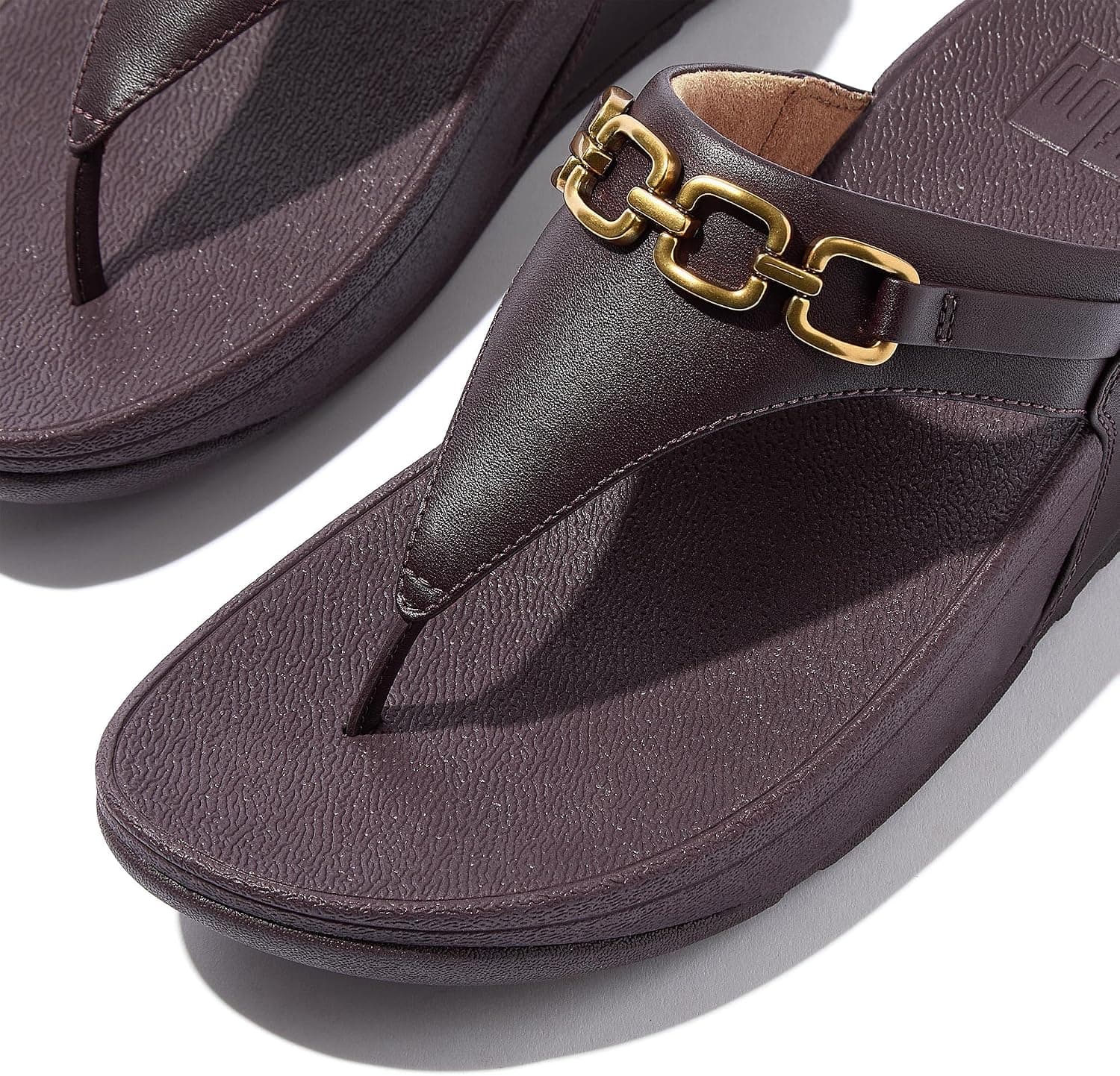 صندل زنانه انگشتی FitFlop چرمی مدل لژدار Lulu Square-Chain صندل زنانه انگشتی FitFlop چرمی مدل لژدار Lulu Square-Chain