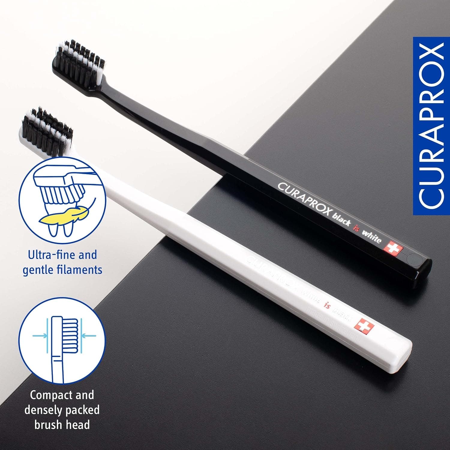مسواک دوتایی Curaprox Black is White فوقالعاده نرم مشکی و سفید مسواک دوتایی Curaprox Black is White فوقالعاده نرم مشکی و سفید