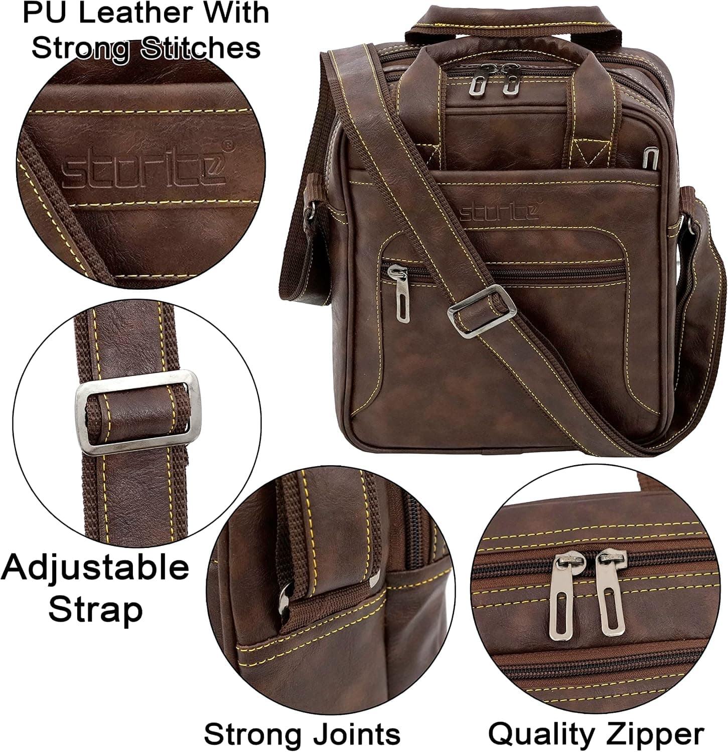 کیف دوشی Storite از چرم مصنوعی قهوهای شکلاتی، 22x10x26.05 cm کیف دوشی Storite از چرم مصنوعی قهوهای شکلاتی، 22x10x26.05 cm
