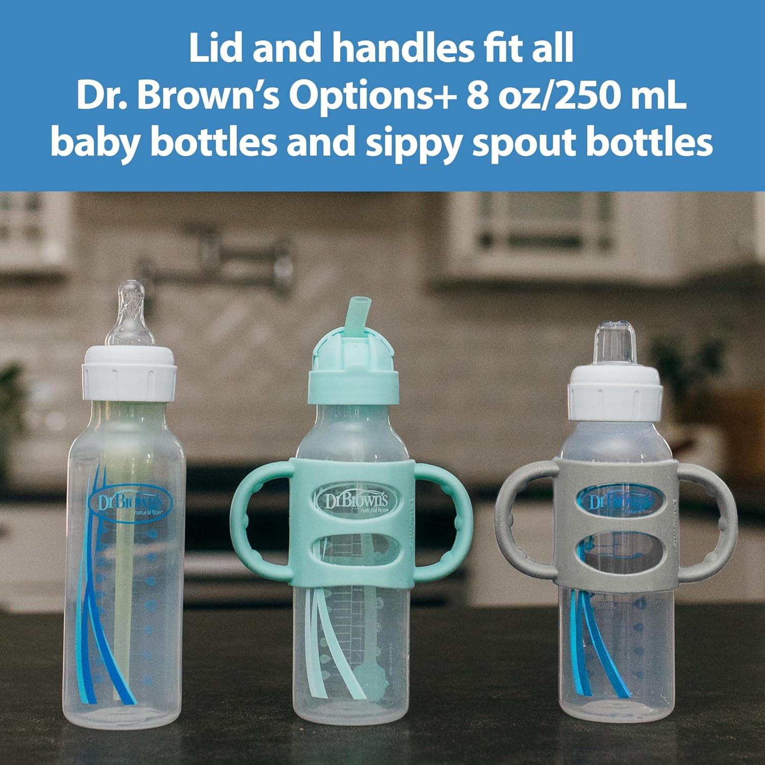 بطری آبخوری Dr. Brown's Milestones با نی باریک 250mL خاکستری-صورتی 2 عددی 6m+ بطری آبخوری Dr. Brown's Milestones با نی باریک 250mL خاکستری-صورتی 2 عددی 6m+