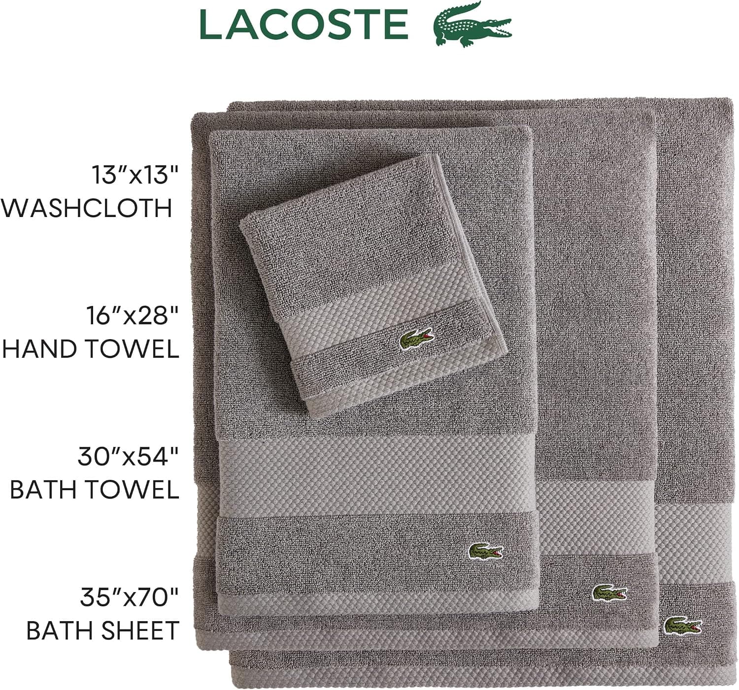 حوله حمام Lacoste Heritage نخی Supima سبز تمساحی 35x70 inch حوله حمام Lacoste Heritage نخی Supima سبز تمساحی 35x70 inch