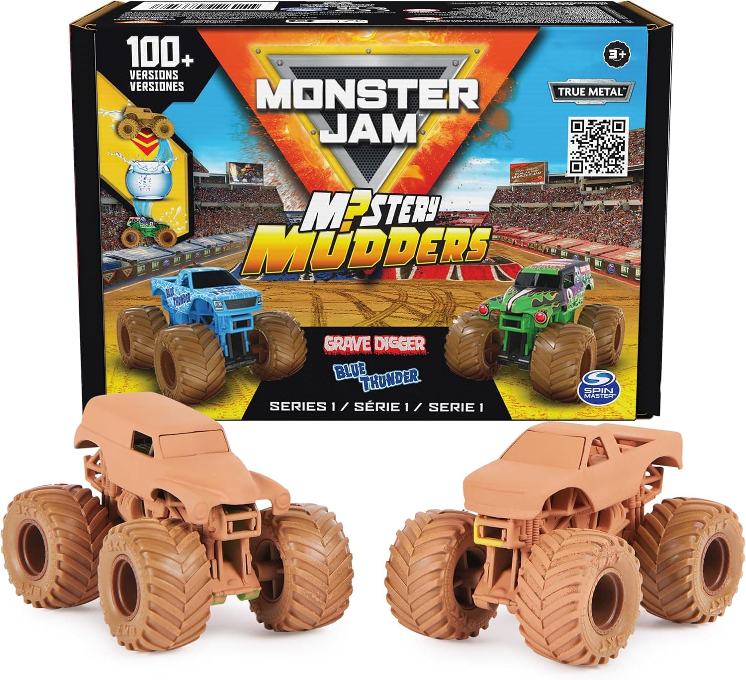 ست ۲ عددی ماشین هیولایی فلزی Monster Jam مدل Mystery Mudders 2-Pack شامل Grave Digger و Blue Thunder، مقیاس 1:64 ست ۲ عددی ماشین هیولایی فلزی Monster Jam مدل Mystery Mudders 2-Pack شامل Grave Digger و Blue Thunder، مقیاس 1:64